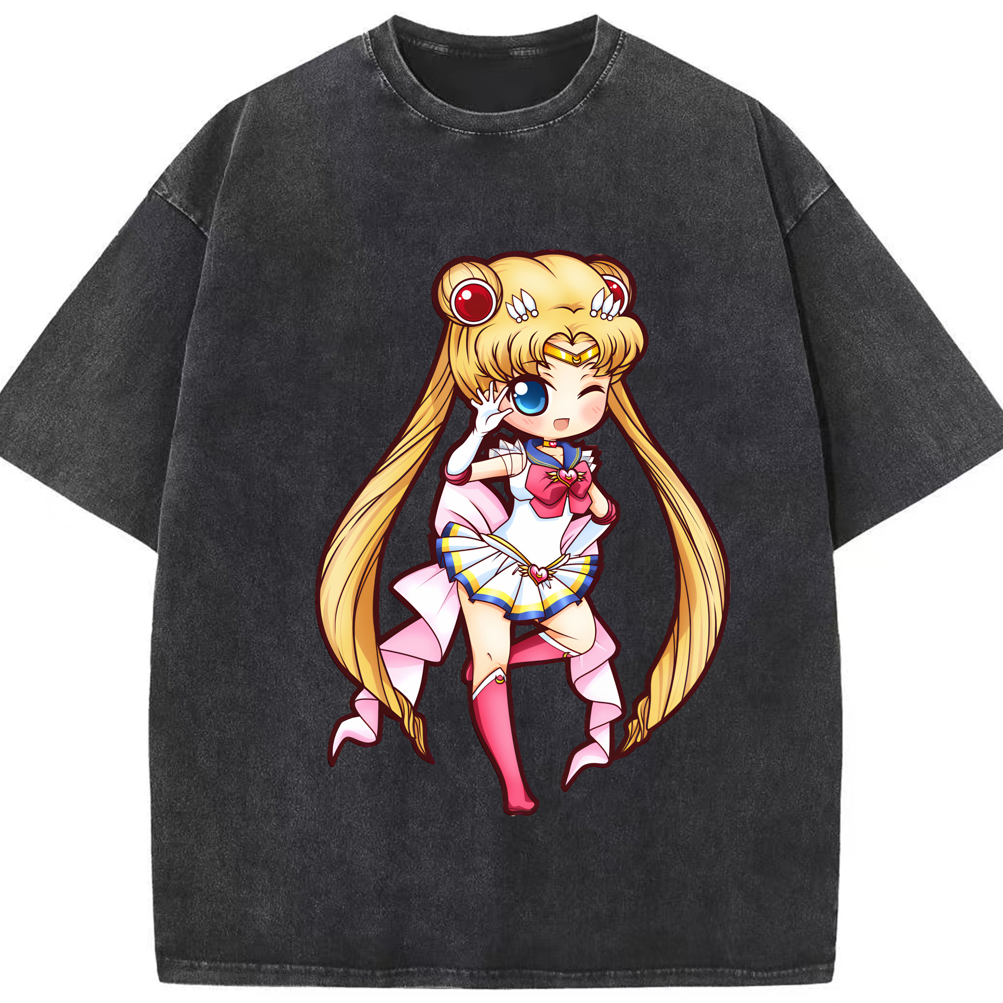 （画像用） 美少女戦士セーラームーン 月野 うさぎ つきの うさぎ Sailor Moon Tsukino Usagi 綿100% ヴィンテージ風 半袖Tシャツ（フロントプリント）