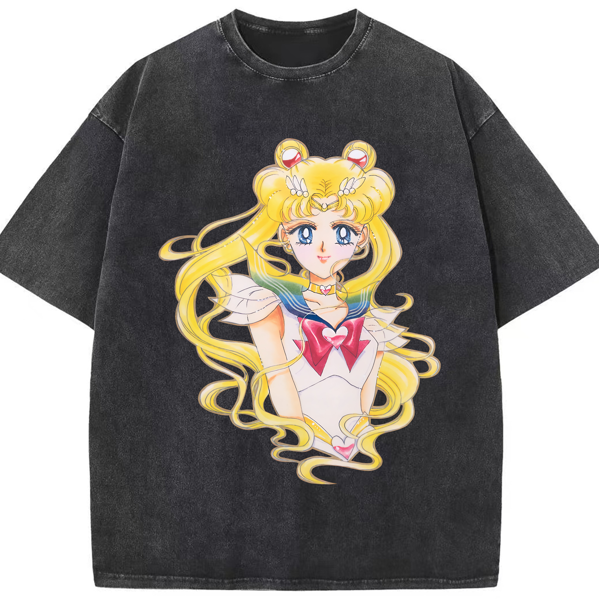 （画像用） 美少女戦士セーラームーン 月野 うさぎ つきの うさぎ Sailor Moon Tsukino Usagi 綿100% ヴィンテージ風 半袖Tシャツ（フロントプリント）