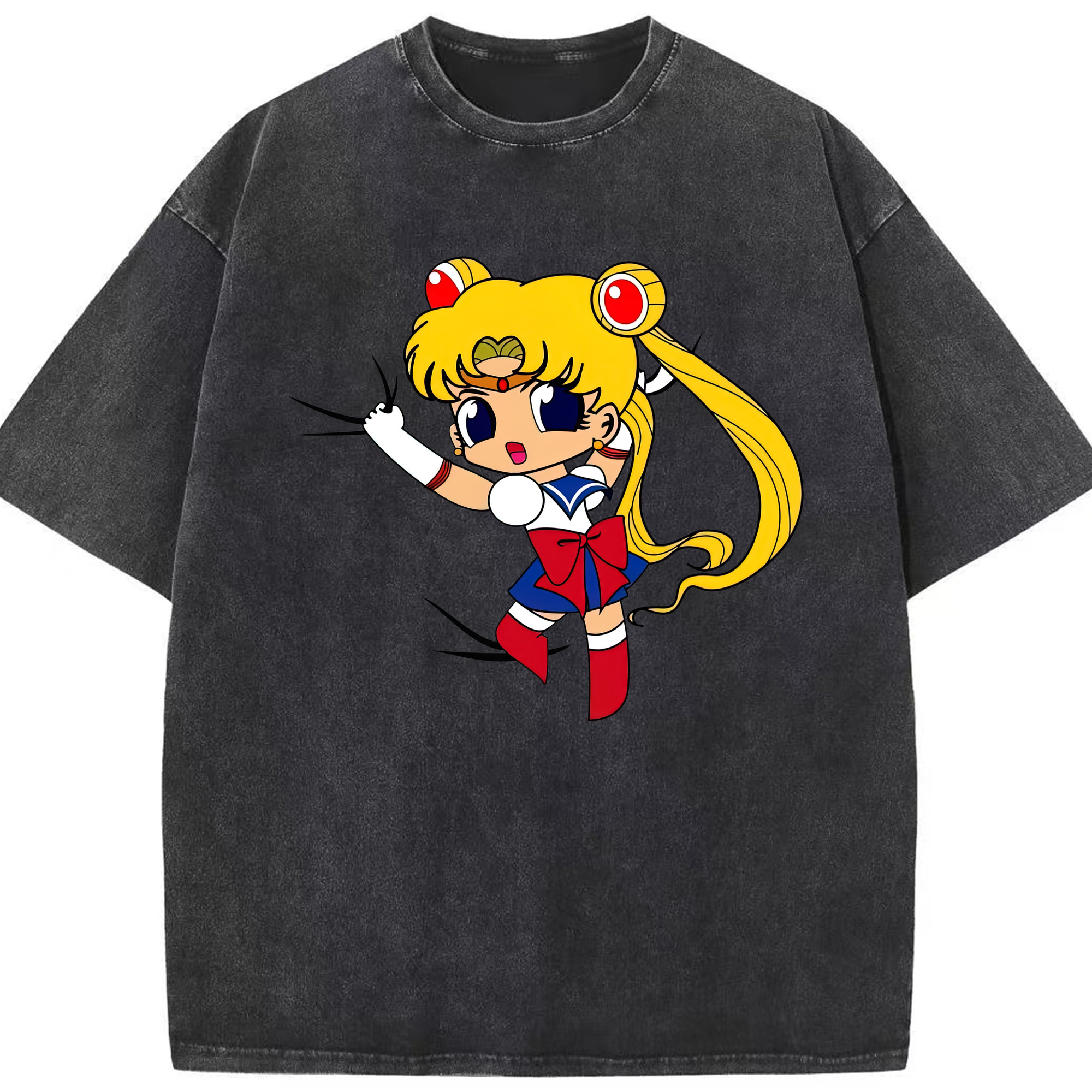 （画像用） 美少女戦士セーラームーン 月野 うさぎ つきの うさぎ Sailor Moon Tsukino Usagi 綿100% ヴィンテージ風 半袖Tシャツ（フロントプリント）