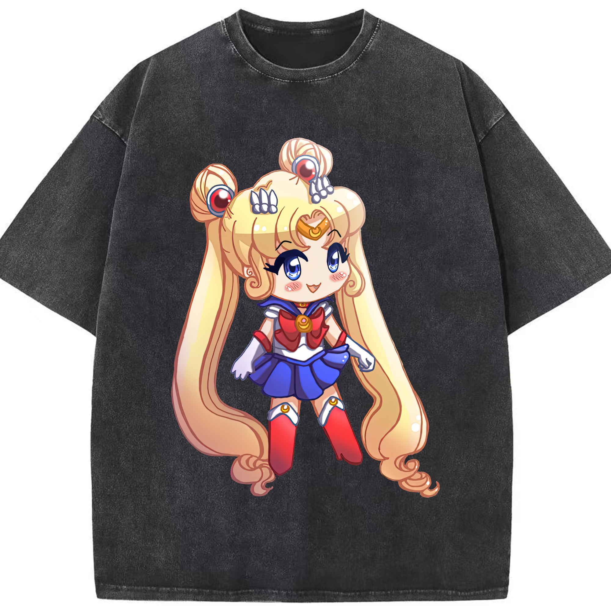 （画像用） 美少女戦士セーラームーン 月野 うさぎ つきの うさぎ Sailor Moon Tsukino Usagi 綿100% ヴィンテージ風 半袖Tシャツ（フロントプリント）
