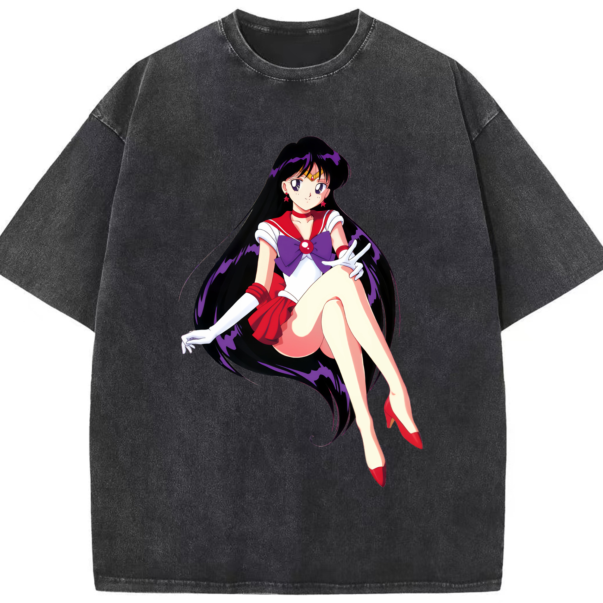 （画像用） 美少女戦士セーラームーン 火野レイ ひの レイ Sailor Moon Hino Rei （セーラーマーズ,Sailor Mars） 綿100% ヴィンテージ風 半袖Tシャツ（フロントプリント）