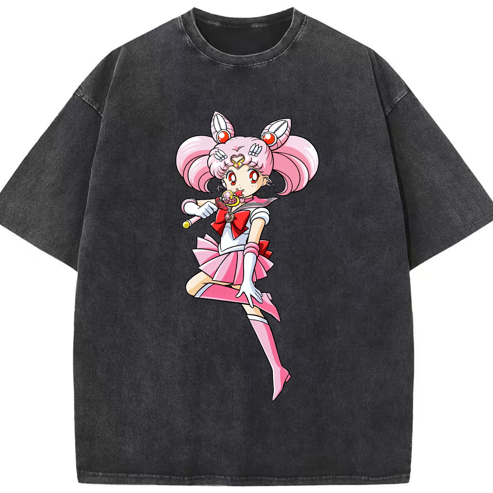 （画像用） 美少女戦士セーラームーン ちびうさ Sailor Moon Chibiusa Tsukino Usagi Small Lady Serenity 綿100% ヴィンテージ風 半袖Tシャツ（フロントプリント）
