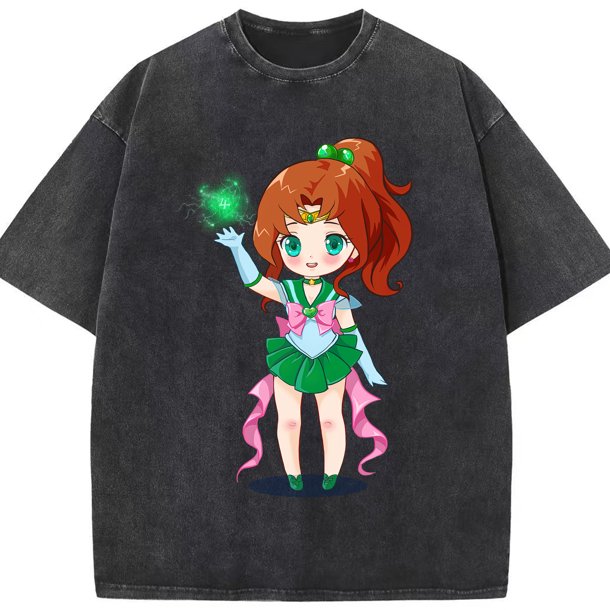（画像用） 美少女戦士セーラームーン 木野 まこと きの まこと Sailor Moon Kino Makoto （セーラージュピター；Sailor Jupiter） 綿100% ヴィンテージ風 半袖Tシャツ（フロントプリント）