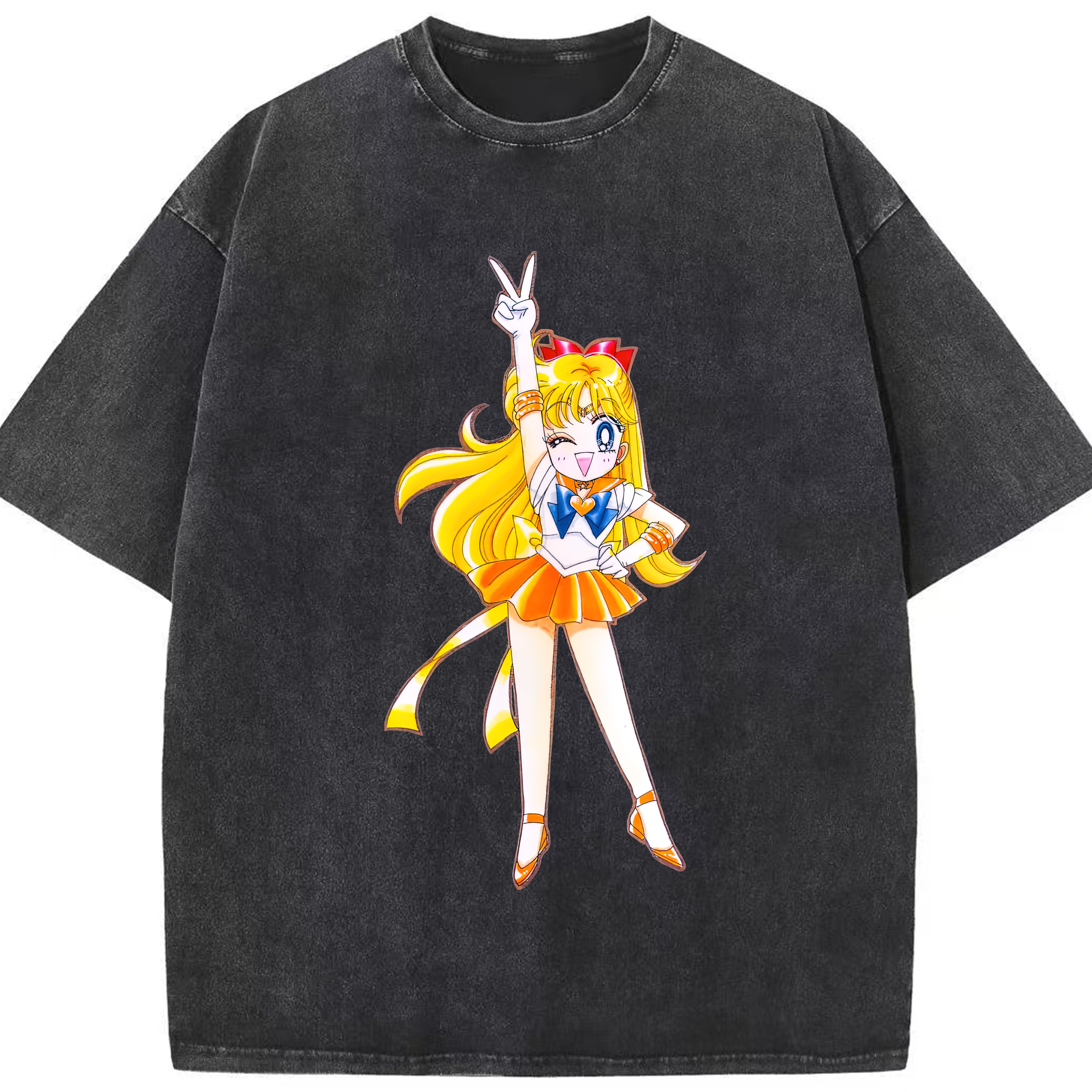 （画像用） 美少女戦士セーラームーン 愛野 美奈子 あいの みなこ Sailor Moon Aino Minako 綿100% ヴィンテージ風 半袖Tシャツ（フロントプリント）