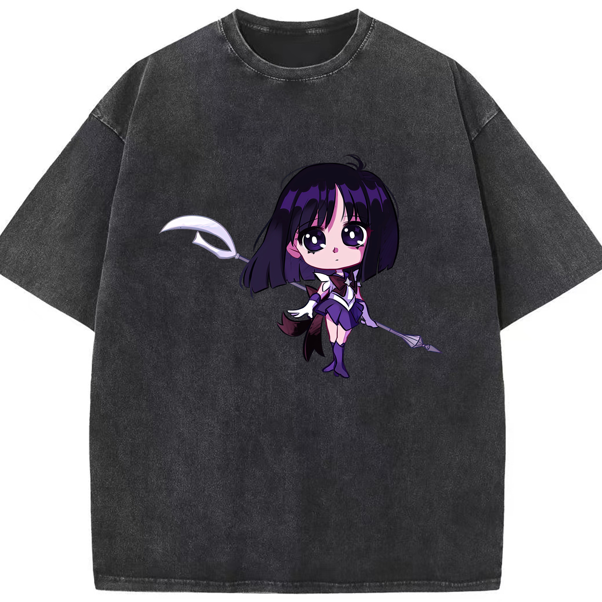 （画像用） 美少女戦士セーラームーン 土萠ほたる Sailor Moon Tomoe Hotaru （セーラーサターン；Sailor Saturn） 綿100% ヴィンテージ風 半袖Tシャツ（フロントプリント）
