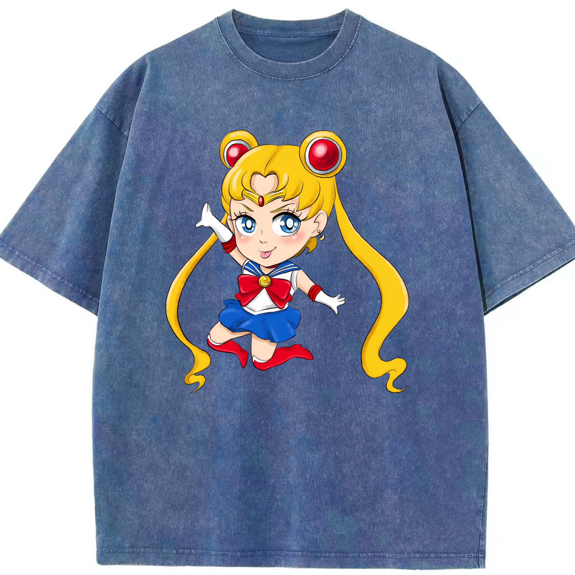 （画像用） 美少女戦士セーラームーン 月野 うさぎ つきの うさぎ Sailor Moon Tsukino Usagi 綿100% ヴィンテージ風 半袖Tシャツ（フロントプリント）