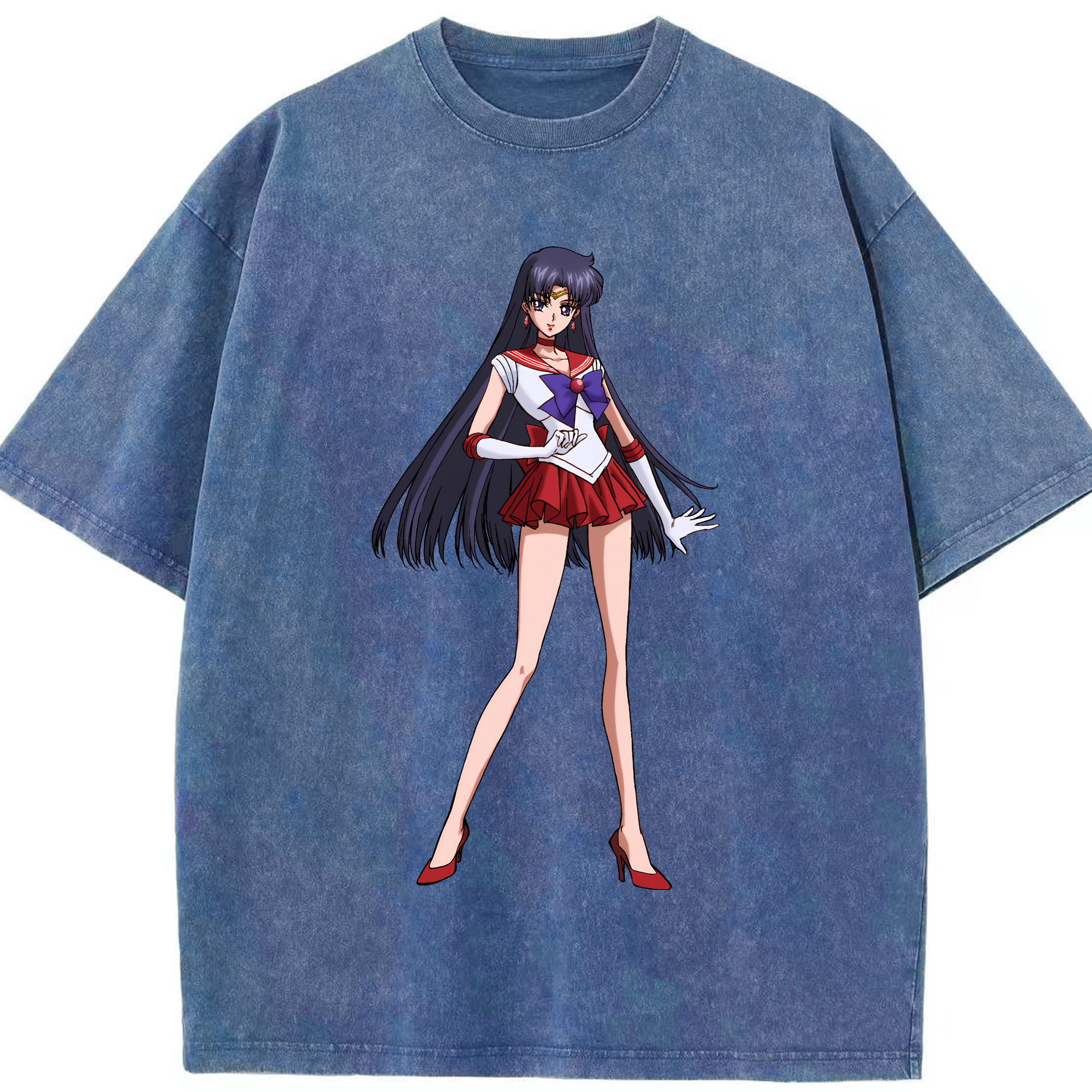 （画像用） 美少女戦士セーラームーン 火野レイ ひの レイ Sailor Moon Hino Rei （セーラーマーズ,Sailor Mars） 綿100% ヴィンテージ風 半袖Tシャツ（フロントプリント）