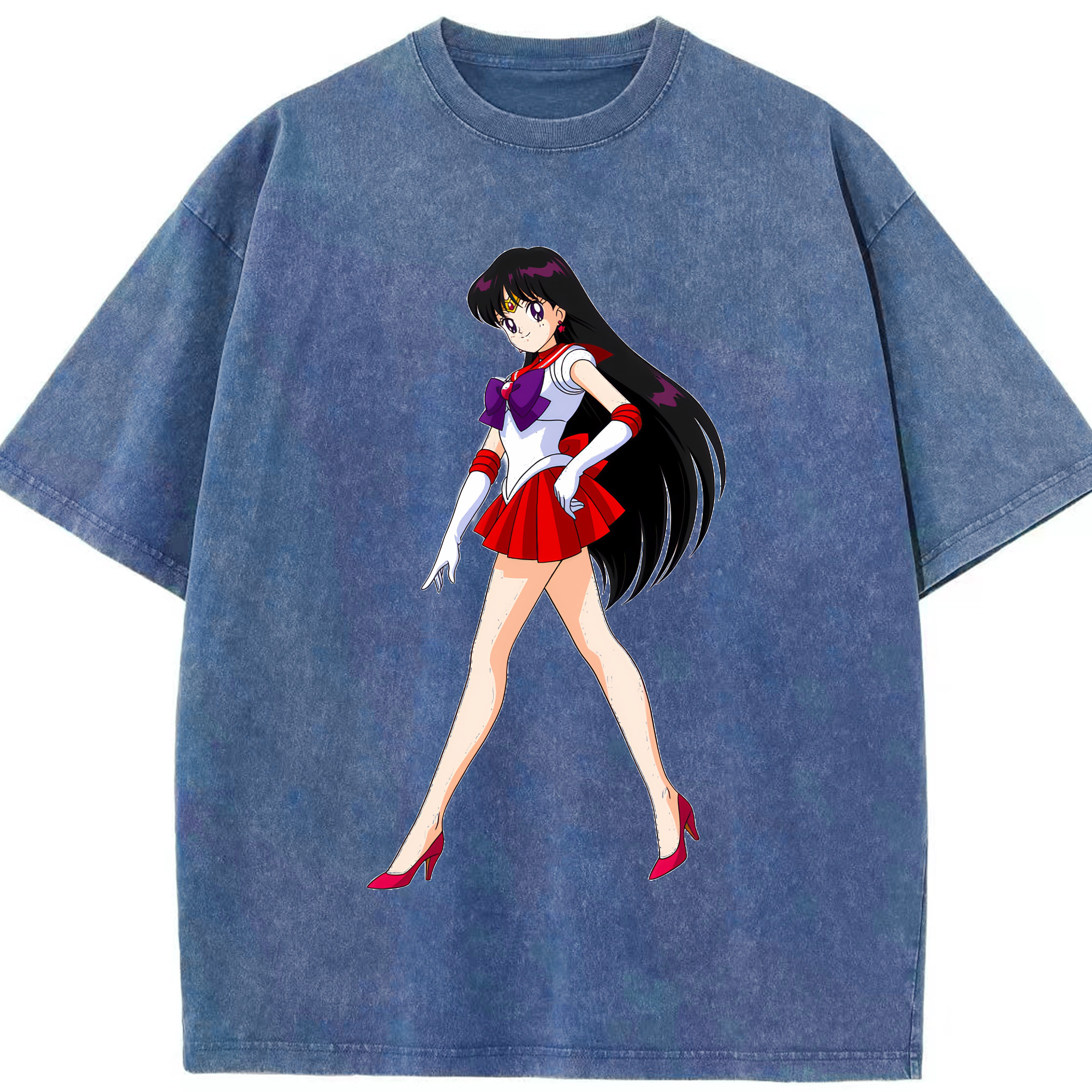 （画像用） 美少女戦士セーラームーン 火野レイ ひの レイ Sailor Moon Hino Rei （セーラーマーズ,Sailor Mars） 綿100% ヴィンテージ風 半袖Tシャツ（フロントプリント）