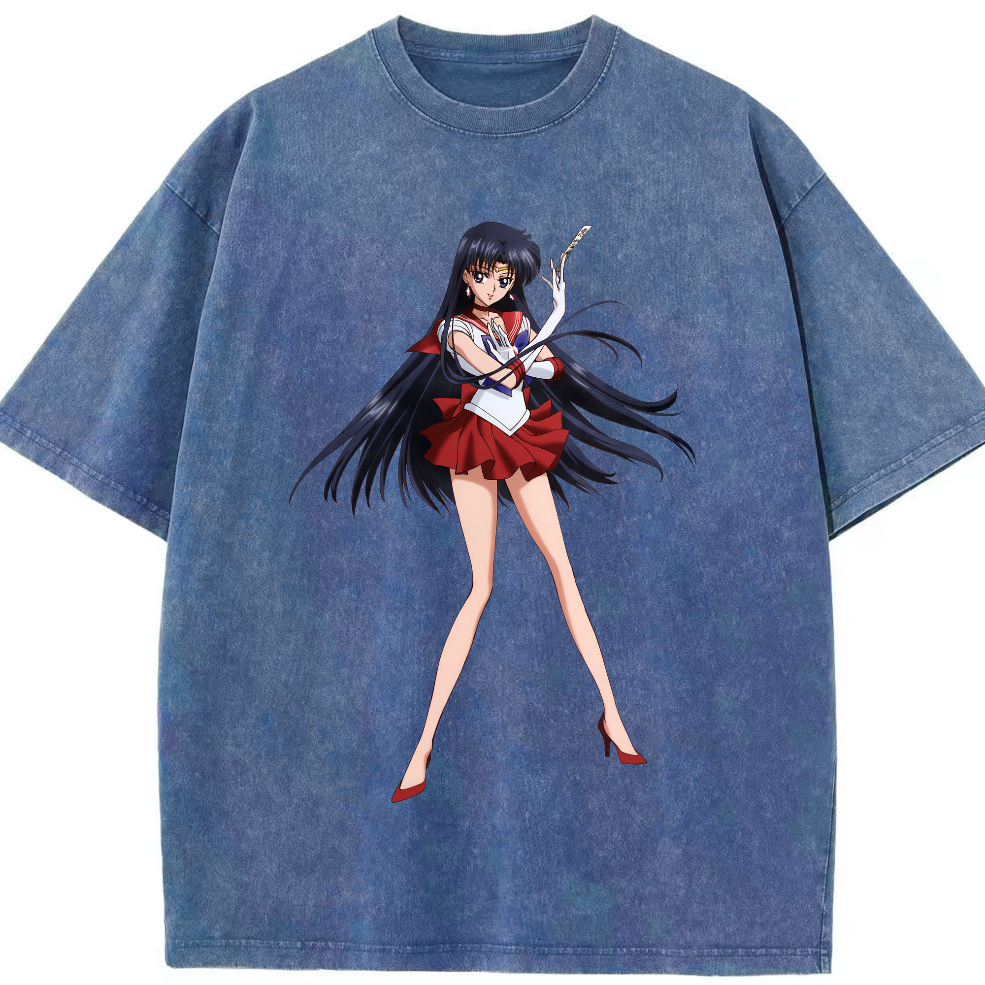 （画像用） 美少女戦士セーラームーン 火野レイ ひの レイ Sailor Moon Hino Rei （セーラーマーズ,Sailor Mars） 綿100% ヴィンテージ風 半袖Tシャツ（フロントプリント）