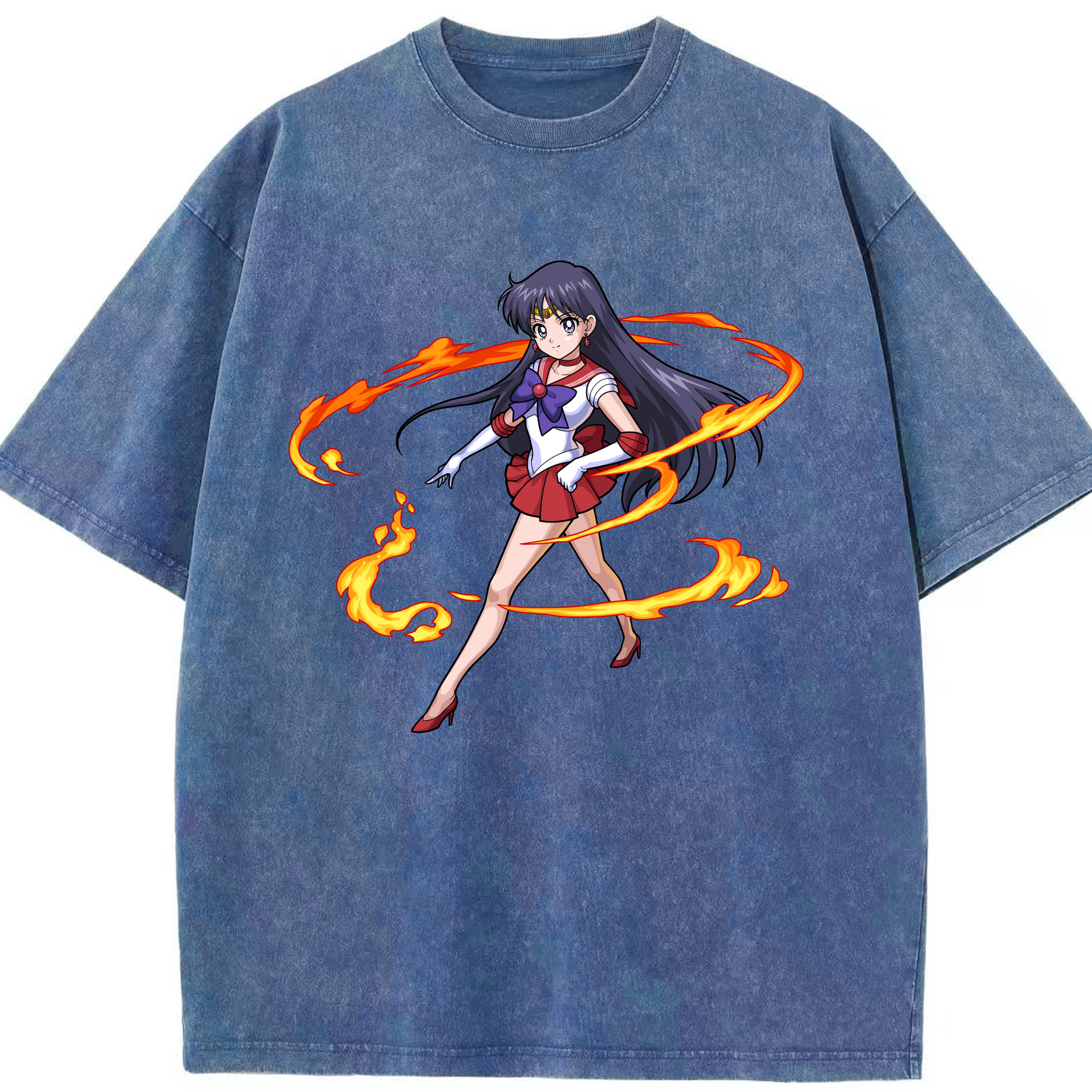 （画像用） 美少女戦士セーラームーン 火野レイ ひの レイ Sailor Moon Hino Rei （セーラーマーズ,Sailor Mars） 綿100% ヴィンテージ風 半袖Tシャツ（フロントプリント）