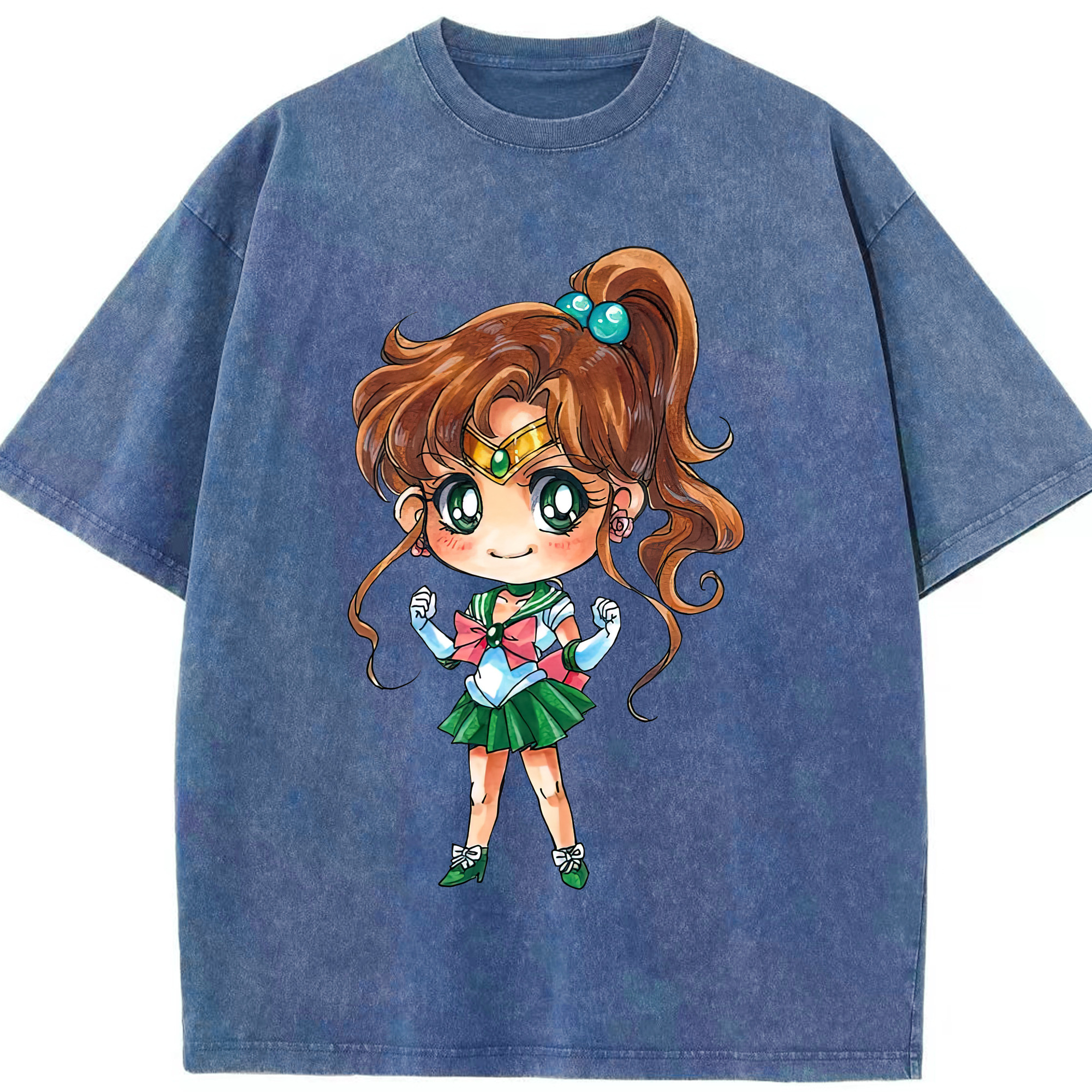（画像用） 美少女戦士セーラームーン 木野 まこと きの まこと Sailor Moon Kino Makoto （セーラージュピター；Sailor Jupiter） 綿100% ヴィンテージ風 半袖Tシャツ（フロントプリント）