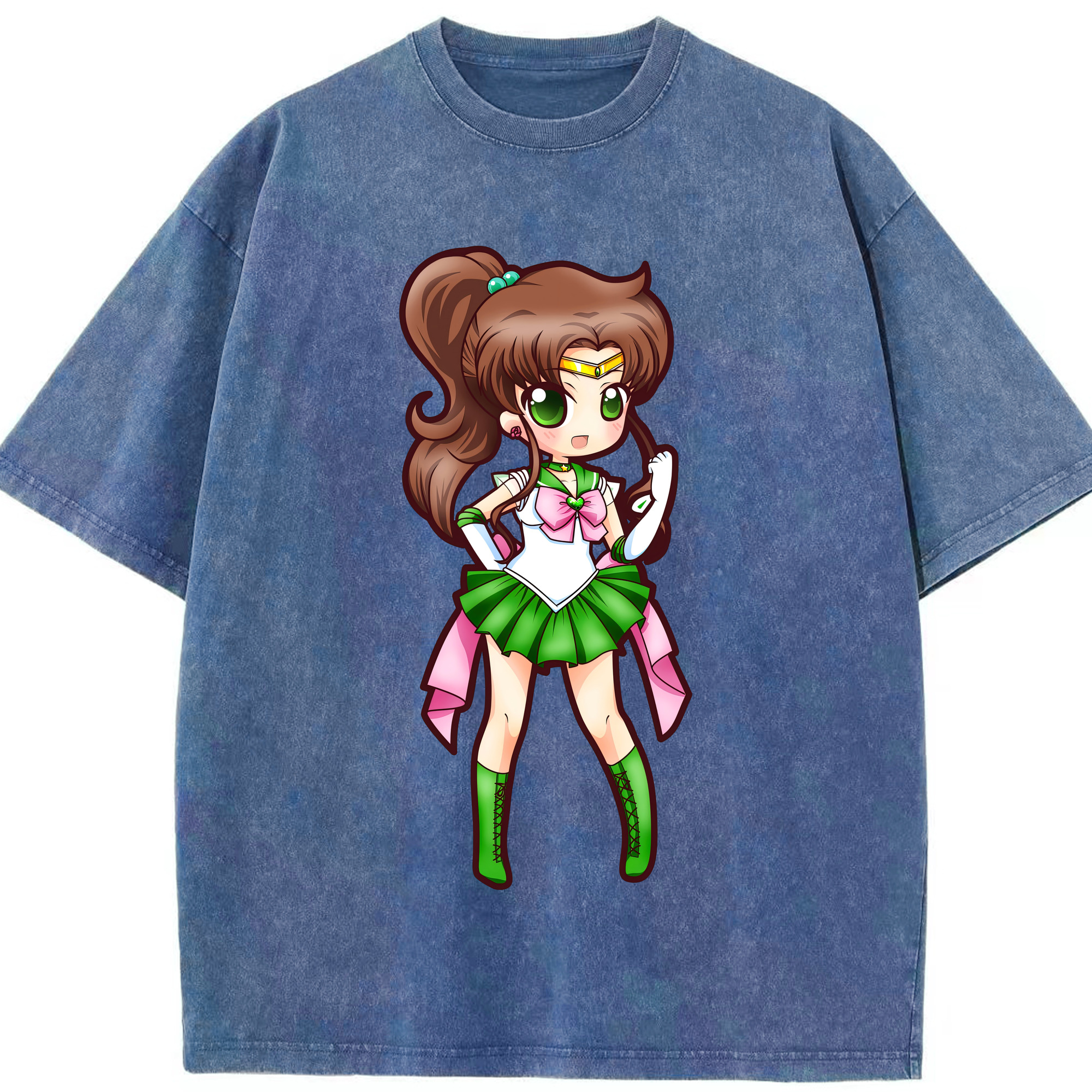 （画像用） 美少女戦士セーラームーン 木野 まこと きの まこと Sailor Moon Kino Makoto （セーラージュピター；Sailor Jupiter） 綿100% ヴィンテージ風 半袖Tシャツ（フロントプリント）