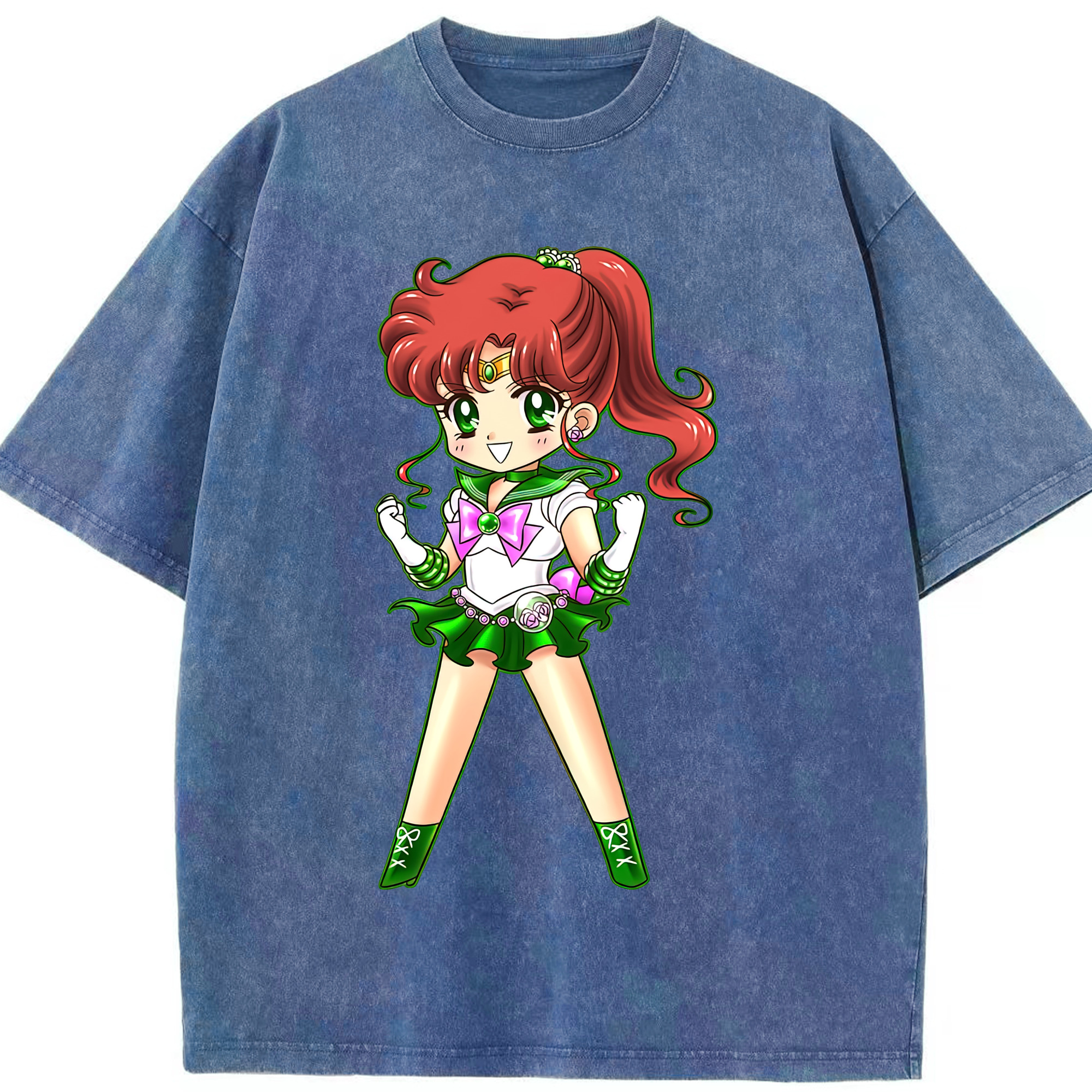 （画像用） 美少女戦士セーラームーン 木野 まこと きの まこと Sailor Moon Kino Makoto （セーラージュピター；Sailor Jupiter） 綿100% ヴィンテージ風 半袖Tシャツ（フロントプリント）
