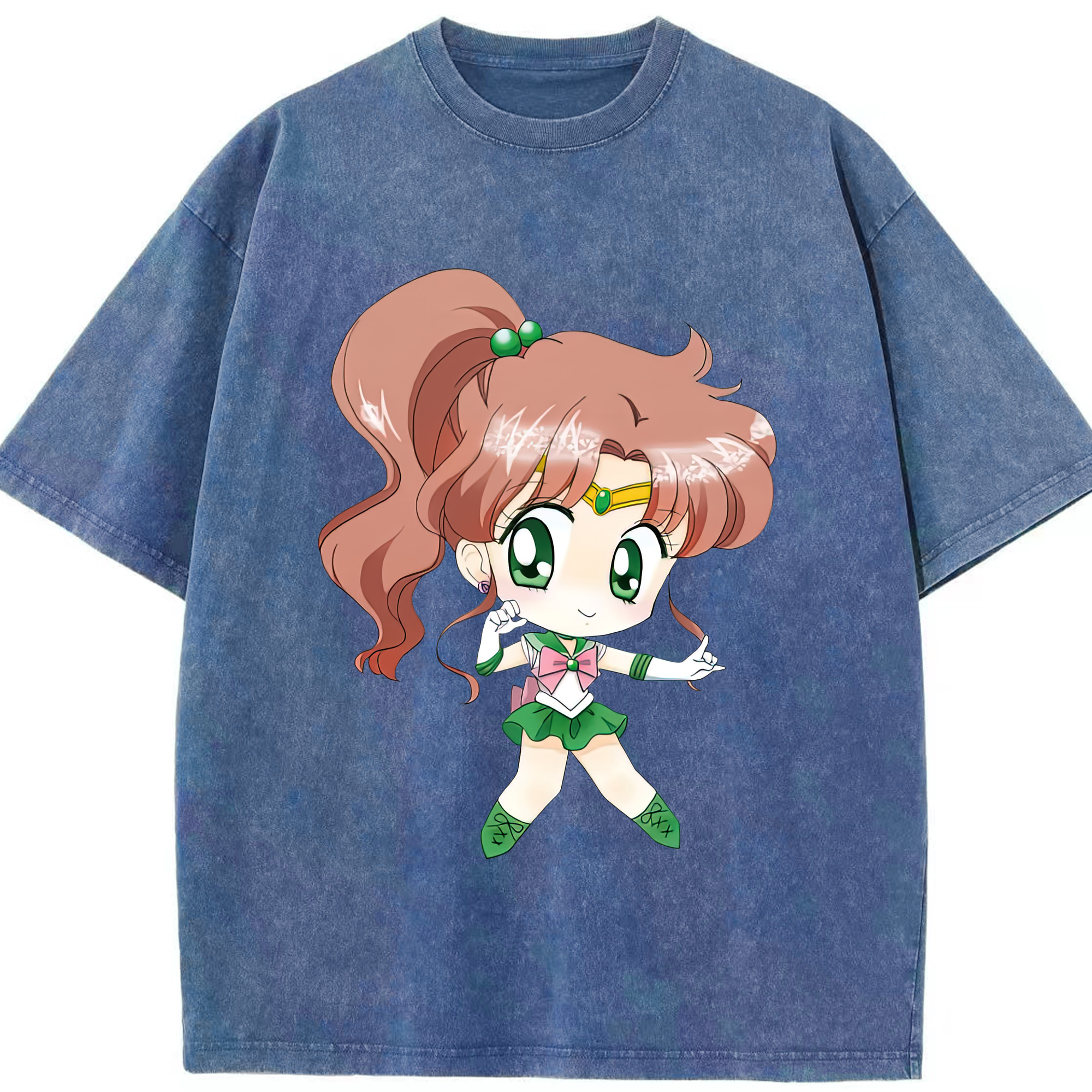 （画像用） 美少女戦士セーラームーン 木野 まこと きの まこと Sailor Moon Kino Makoto （セーラージュピター；Sailor Jupiter） 綿100% ヴィンテージ風 半袖Tシャツ（フロントプリント）
