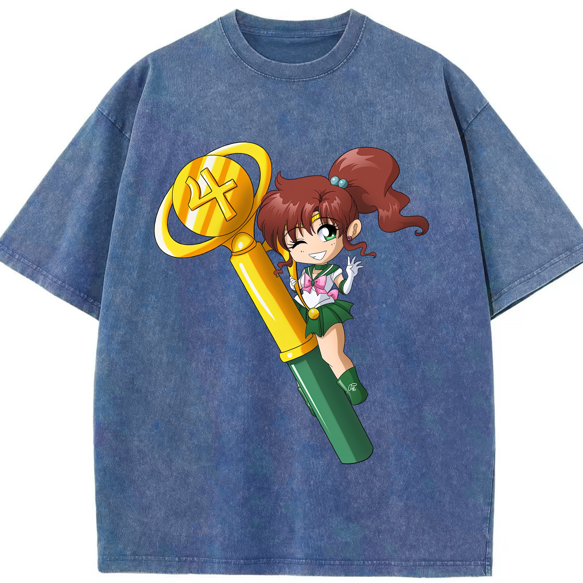 （画像用） 美少女戦士セーラームーン 木野 まこと きの まこと Sailor Moon Kino Makoto （セーラージュピター；Sailor Jupiter） 綿100% ヴィンテージ風 半袖Tシャツ（フロントプリント）