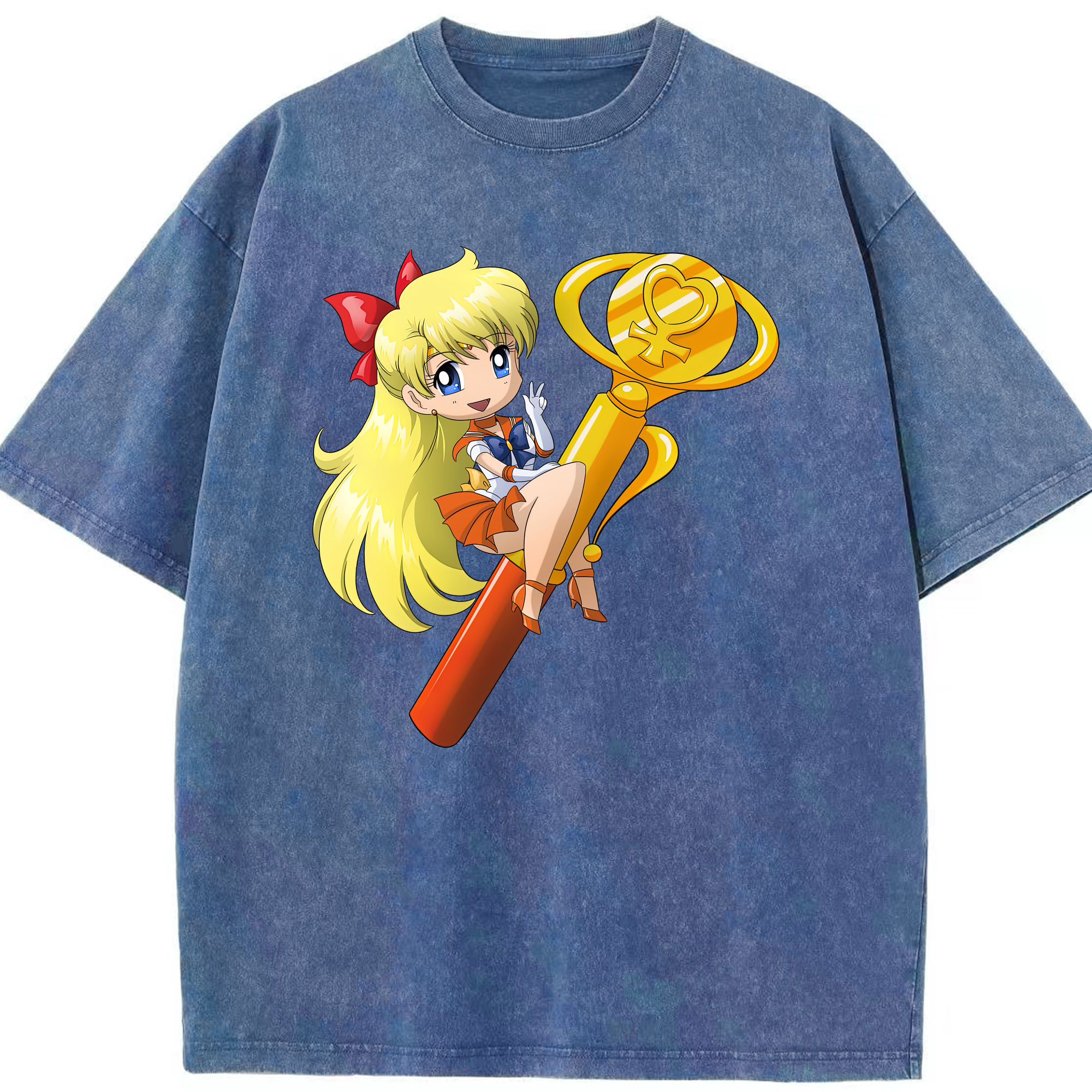 （画像用） 美少女戦士セーラームーン 愛野 美奈子 あいの みなこ Sailor Moon Aino Minako 綿100% ヴィンテージ風 半袖Tシャツ（フロントプリント）