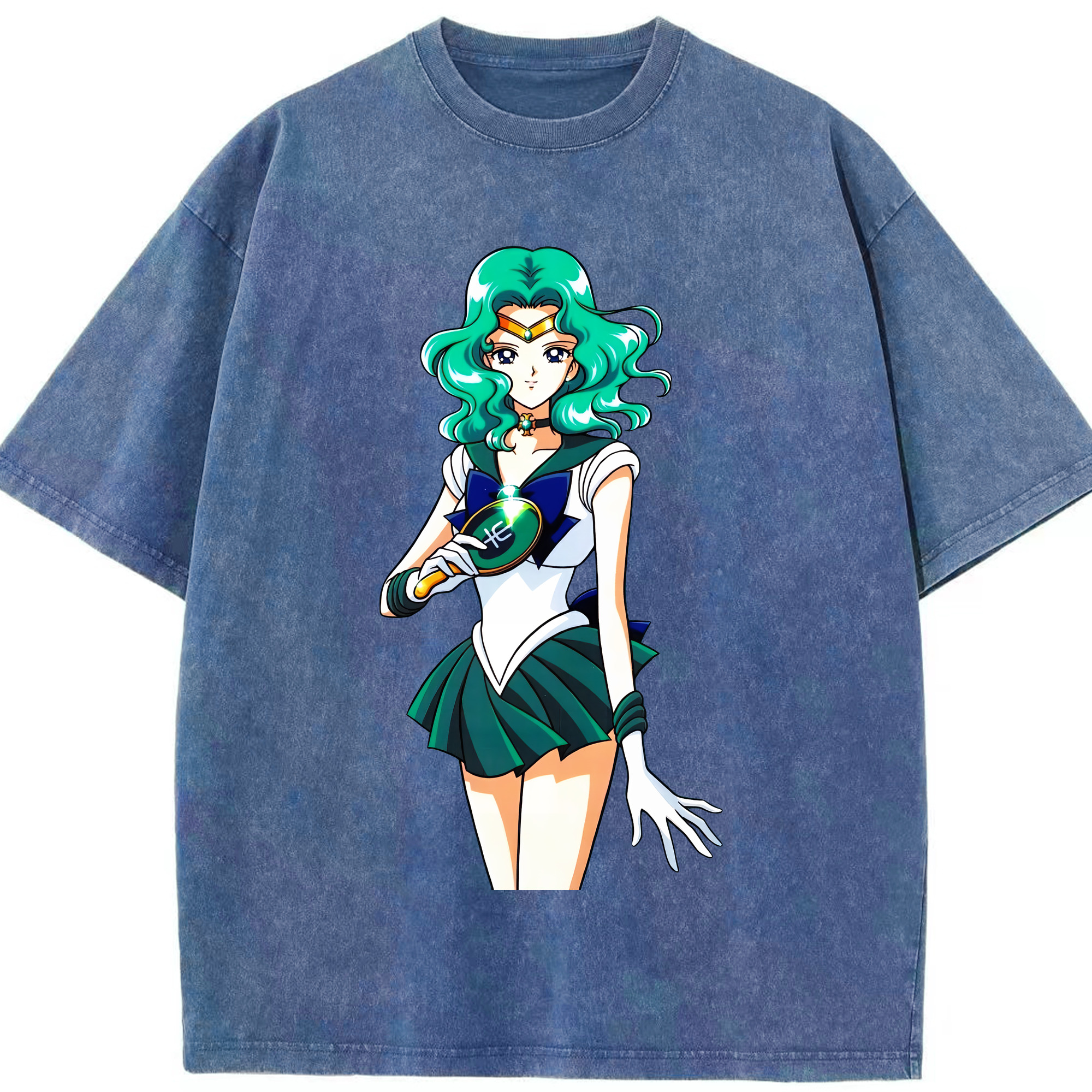 （画像用） 美少女戦士セーラームーン 海王 みちる（かいおう みちる） Sailor Moon Kaiou Michiru 綿100% ヴィンテージ風 半袖Tシャツ（フロントプリント）