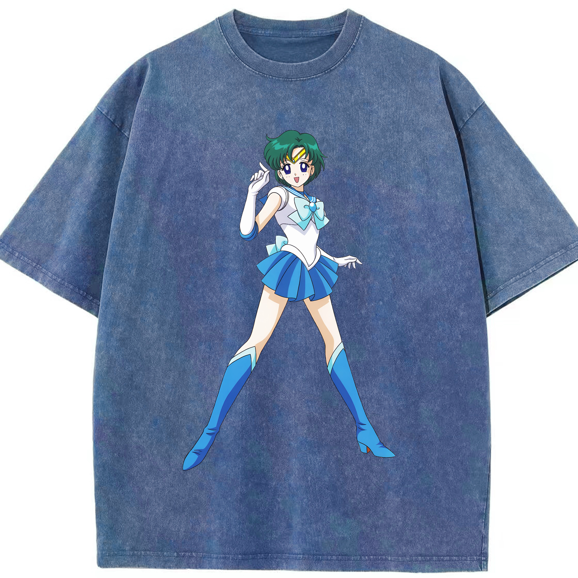 （画像用） 美少女戦士セーラームーン 海王 みちる（かいおう みちる） Sailor Moon Kaiou Michiru 綿100% ヴィンテージ風 半袖Tシャツ（フロントプリント）