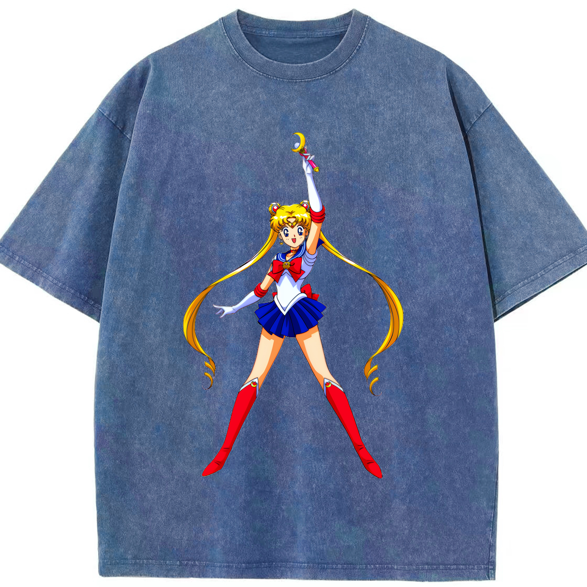 （画像用） 美少女戦士セーラームーン 月野 うさぎ つきの うさぎ Sailor Moon Tsukino Usagi 綿100% ヴィンテージ風 半袖Tシャツ（フロントプリント）