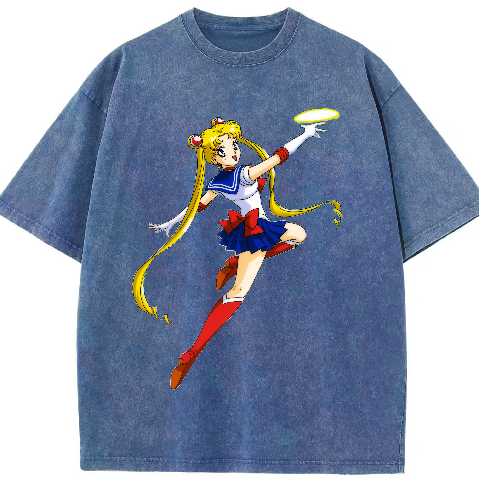 （画像用） 美少女戦士セーラームーン 月野 うさぎ つきの うさぎ Sailor Moon Tsukino Usagi 綿100% ヴィンテージ風 半袖Tシャツ（フロントプリント）