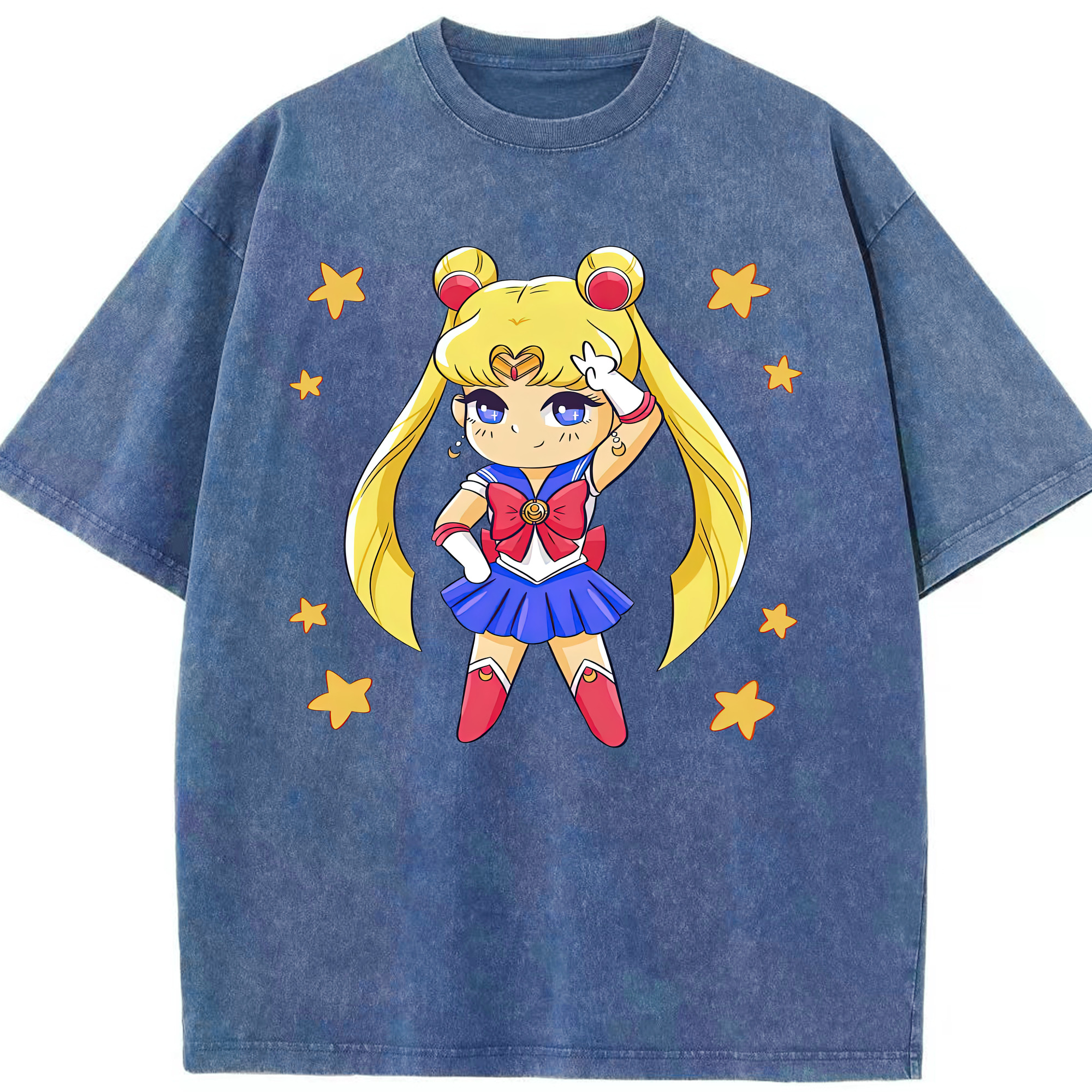 （画像用） 美少女戦士セーラームーン 月野 うさぎ つきの うさぎ Sailor Moon Tsukino Usagi 綿100% ヴィンテージ風 半袖Tシャツ（フロントプリント）
