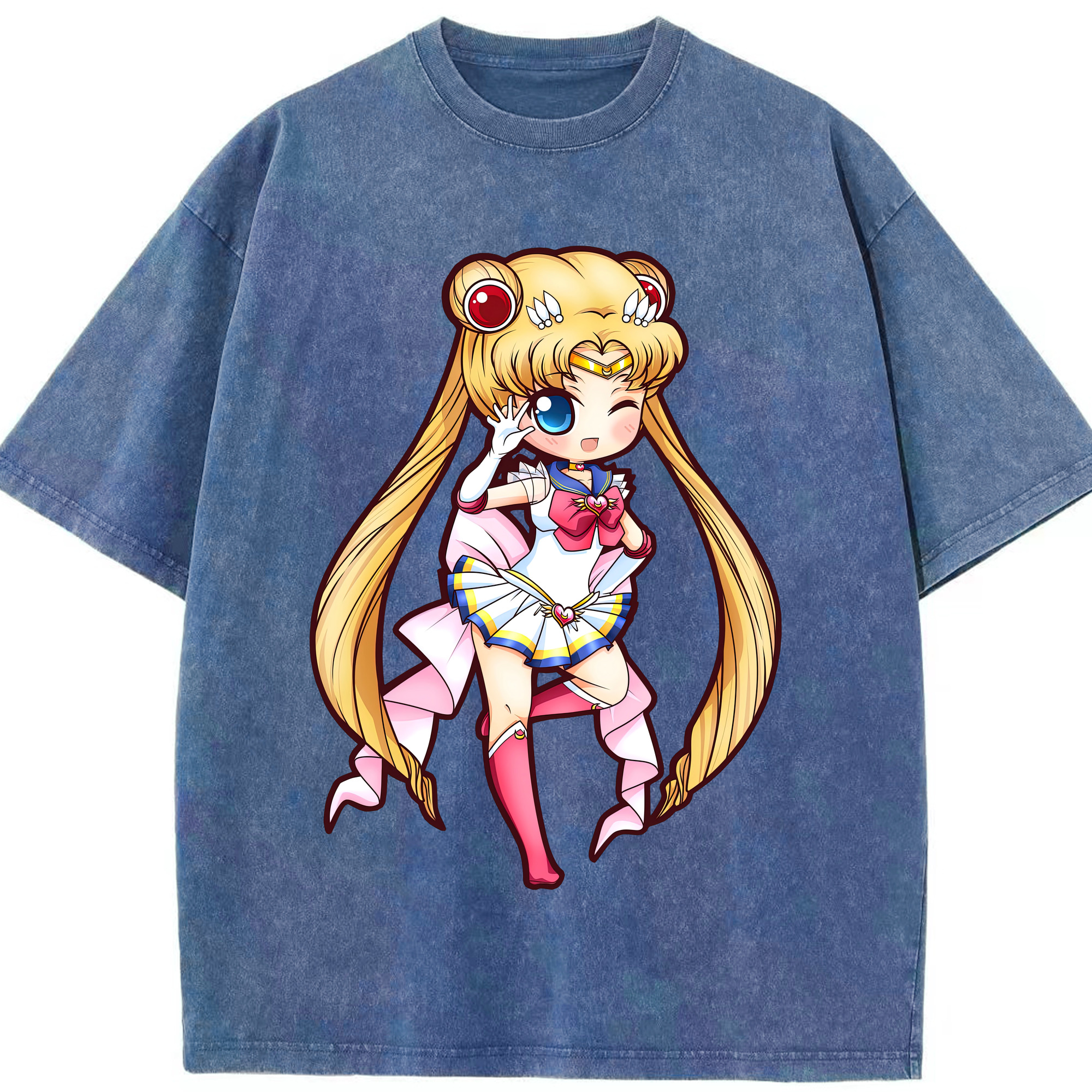 （画像用） 美少女戦士セーラームーン 月野 うさぎ つきの うさぎ Sailor Moon Tsukino Usagi 綿100% ヴィンテージ風 半袖Tシャツ（フロントプリント）