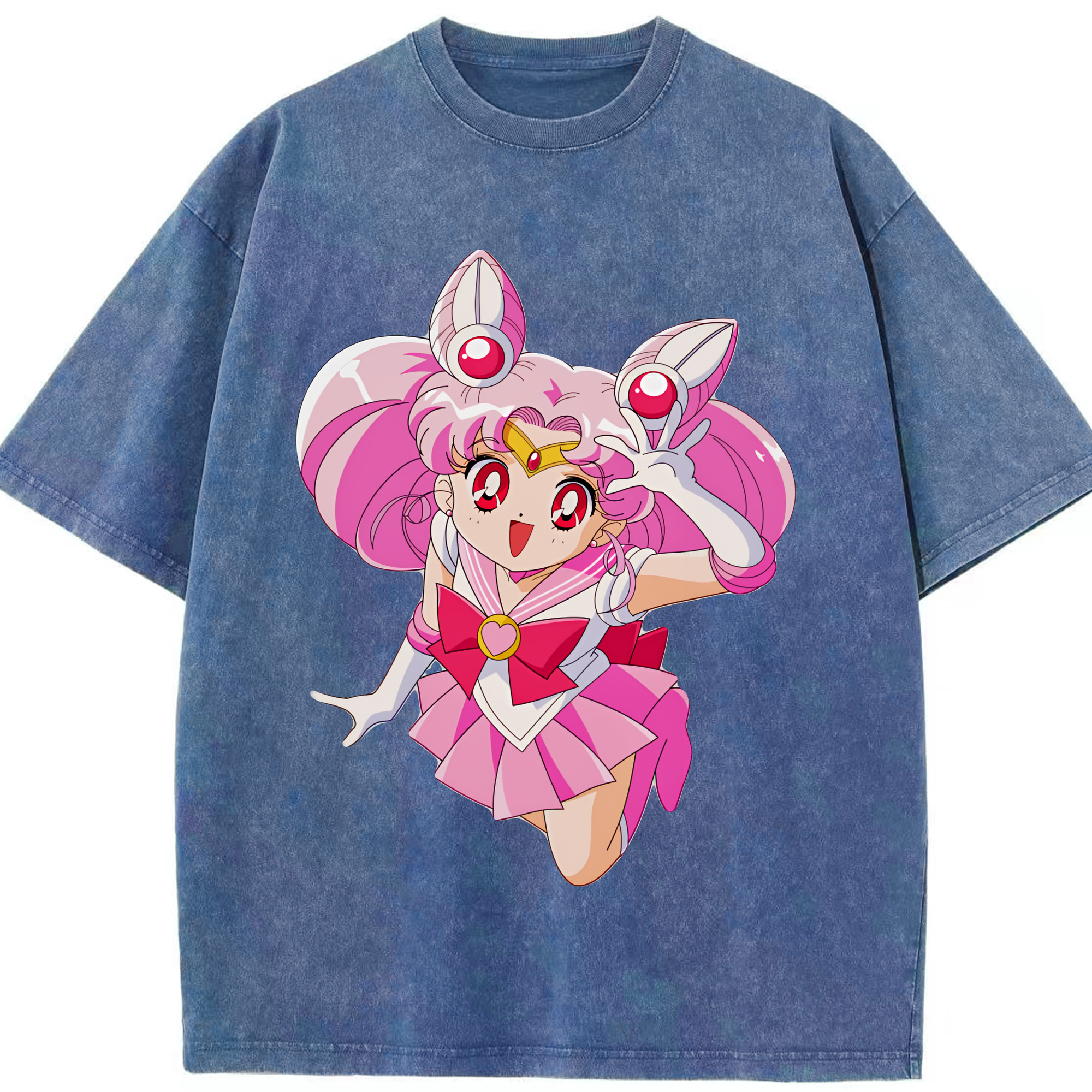 （画像用） 美少女戦士セーラームーン ちびうさ Sailor Moon Chibiusa Tsukino Usagi Small Lady Serenity 綿100% ヴィンテージ風 半袖Tシャツ（フロントプリント）