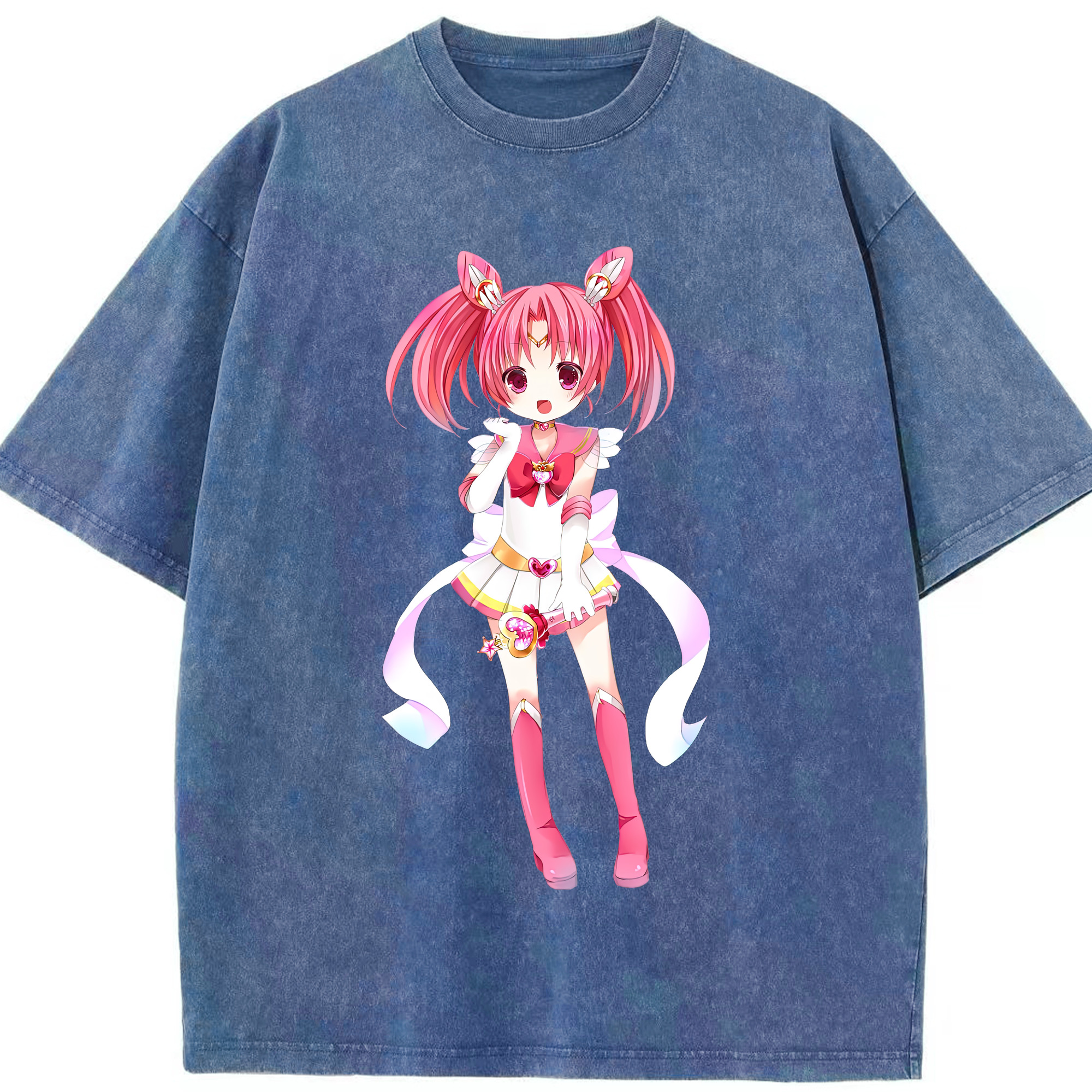 （画像用） 美少女戦士セーラームーン ちびうさ Sailor Moon Chibiusa Tsukino Usagi Small Lady Serenity 綿100% ヴィンテージ風 半袖Tシャツ（フロントプリント）