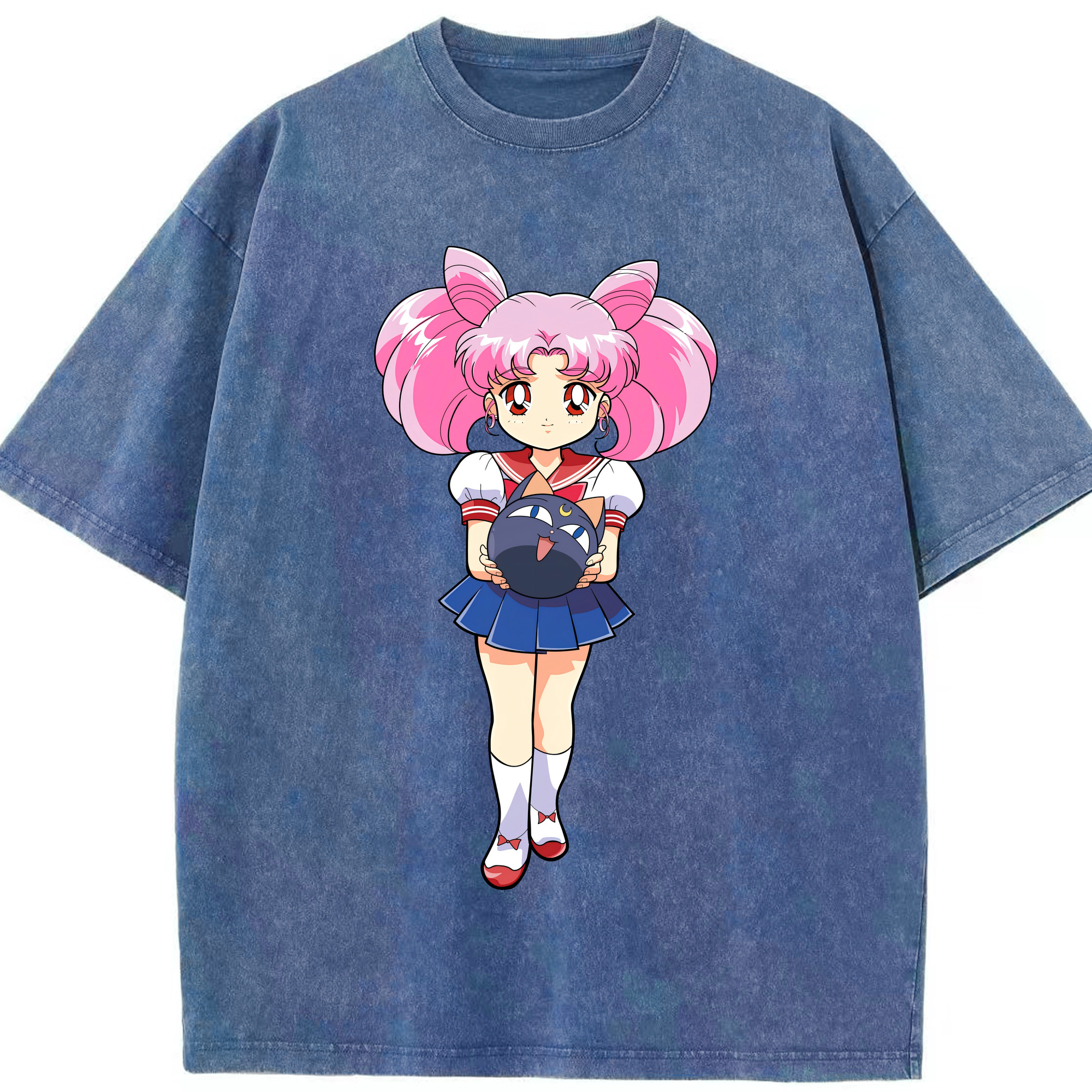 （画像用） 美少女戦士セーラームーン ちびうさ Sailor Moon Chibiusa Tsukino Usagi Small Lady Serenity 綿100% ヴィンテージ風 半袖Tシャツ（フロントプリント）