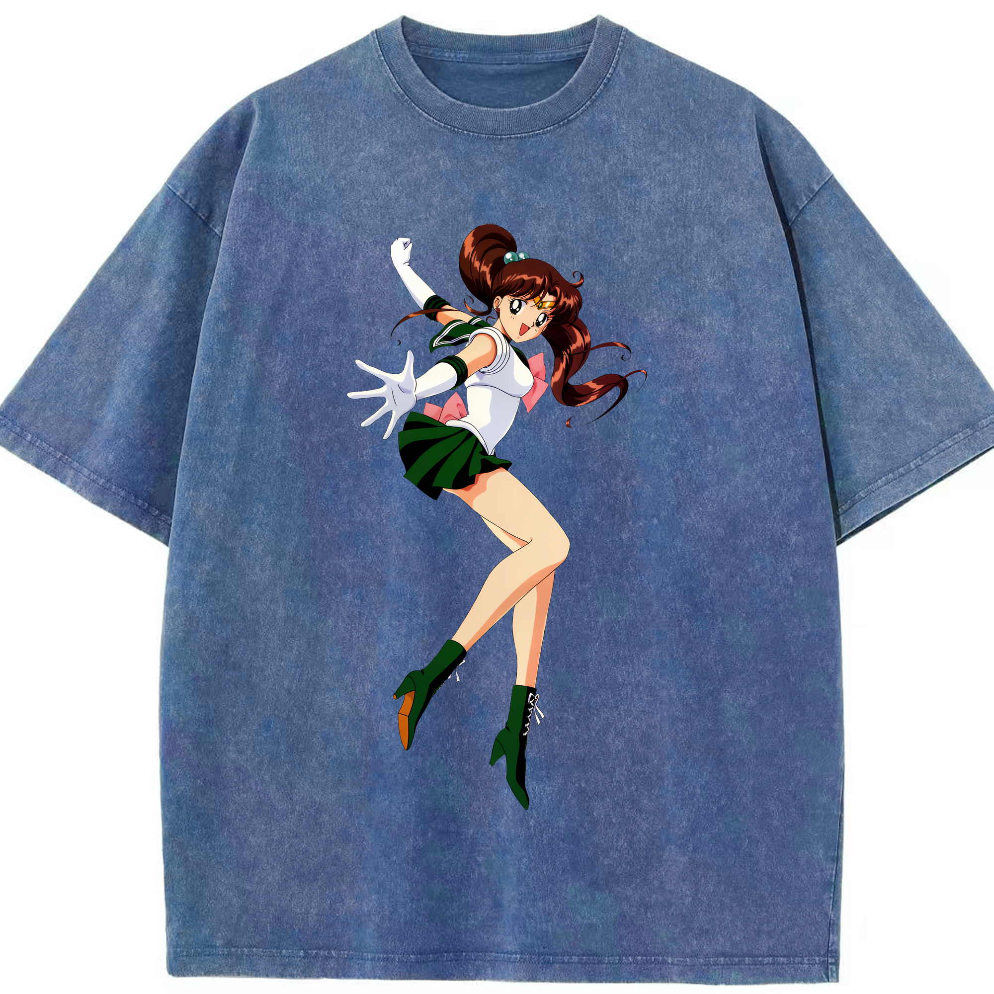 （画像用） 美少女戦士セーラームーン 木野 まこと きの まこと Sailor Moon Kino Makoto （セーラージュピター；Sailor Jupiter） 綿100% ヴィンテージ風 半袖Tシャツ（フロントプリント）