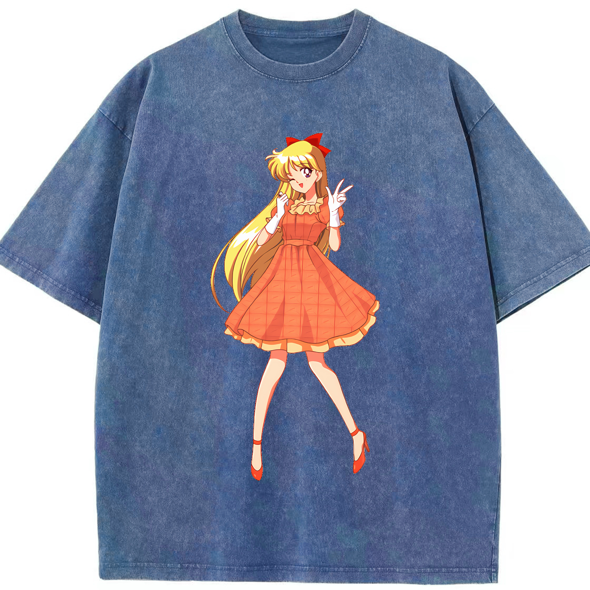 （画像用） 美少女戦士セーラームーン 愛野 美奈子 あいの みなこ Sailor Moon Aino Minako 綿100% ヴィンテージ風 半袖Tシャツ（フロントプリント）