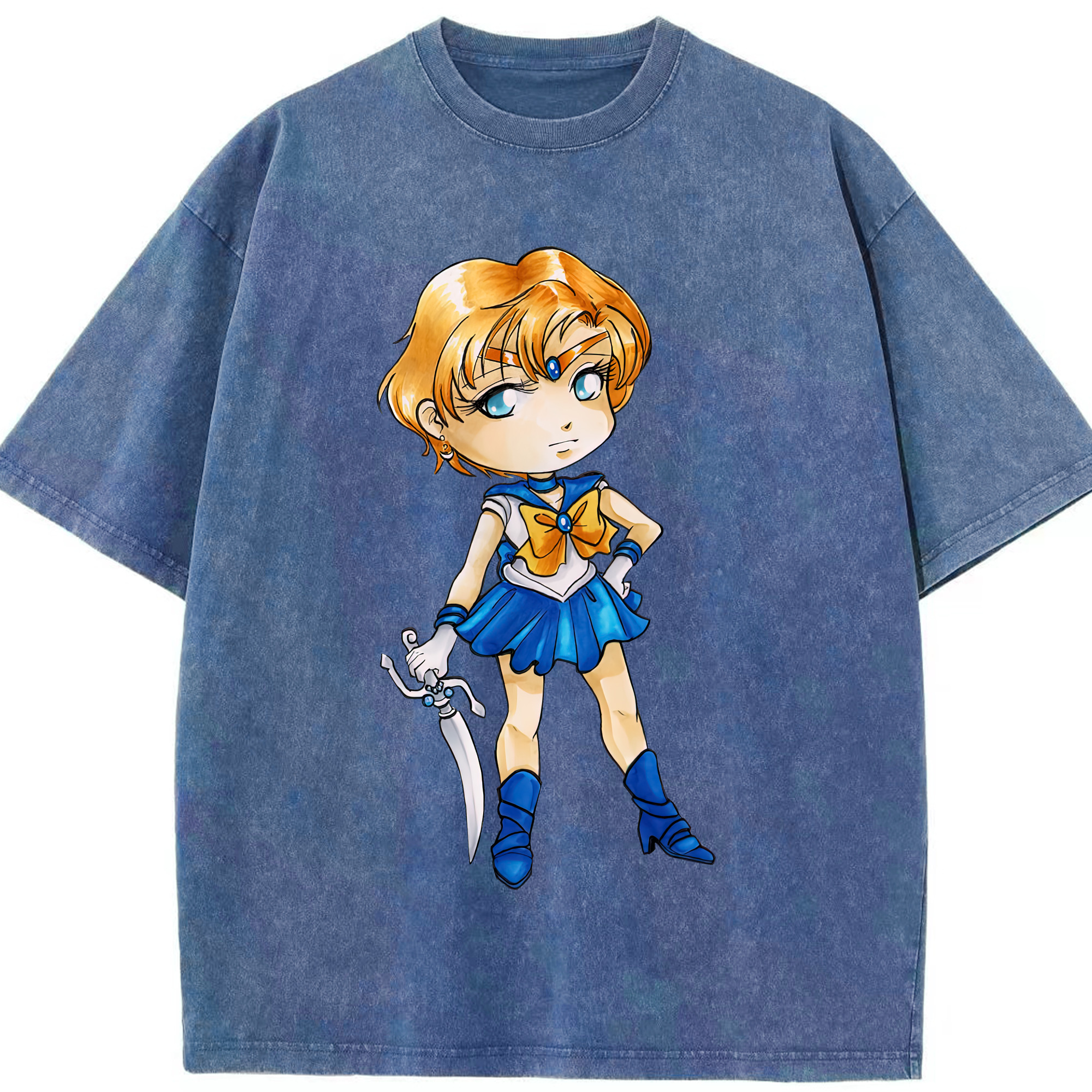 （画像用） 美少女戦士セーラームーン 天王はるか Sailor Moon Tenoh Haruka 綿100% ヴィンテージ風 半袖Tシャツ（フロントプリント）