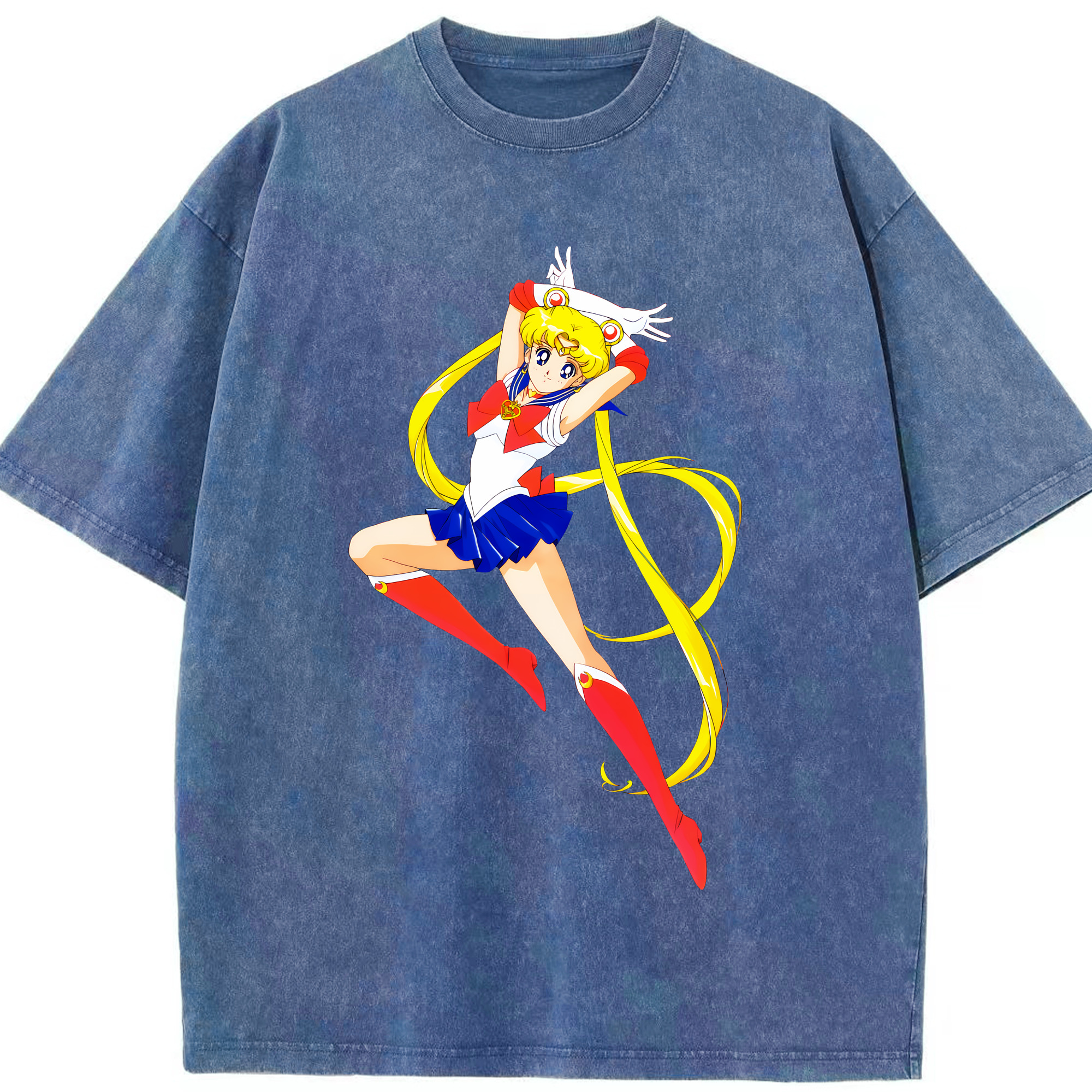 （画像用） 美少女戦士セーラームーン 月野 うさぎ つきの うさぎ Sailor Moon Tsukino Usagi 綿100% ヴィンテージ風 半袖Tシャツ（フロントプリント）