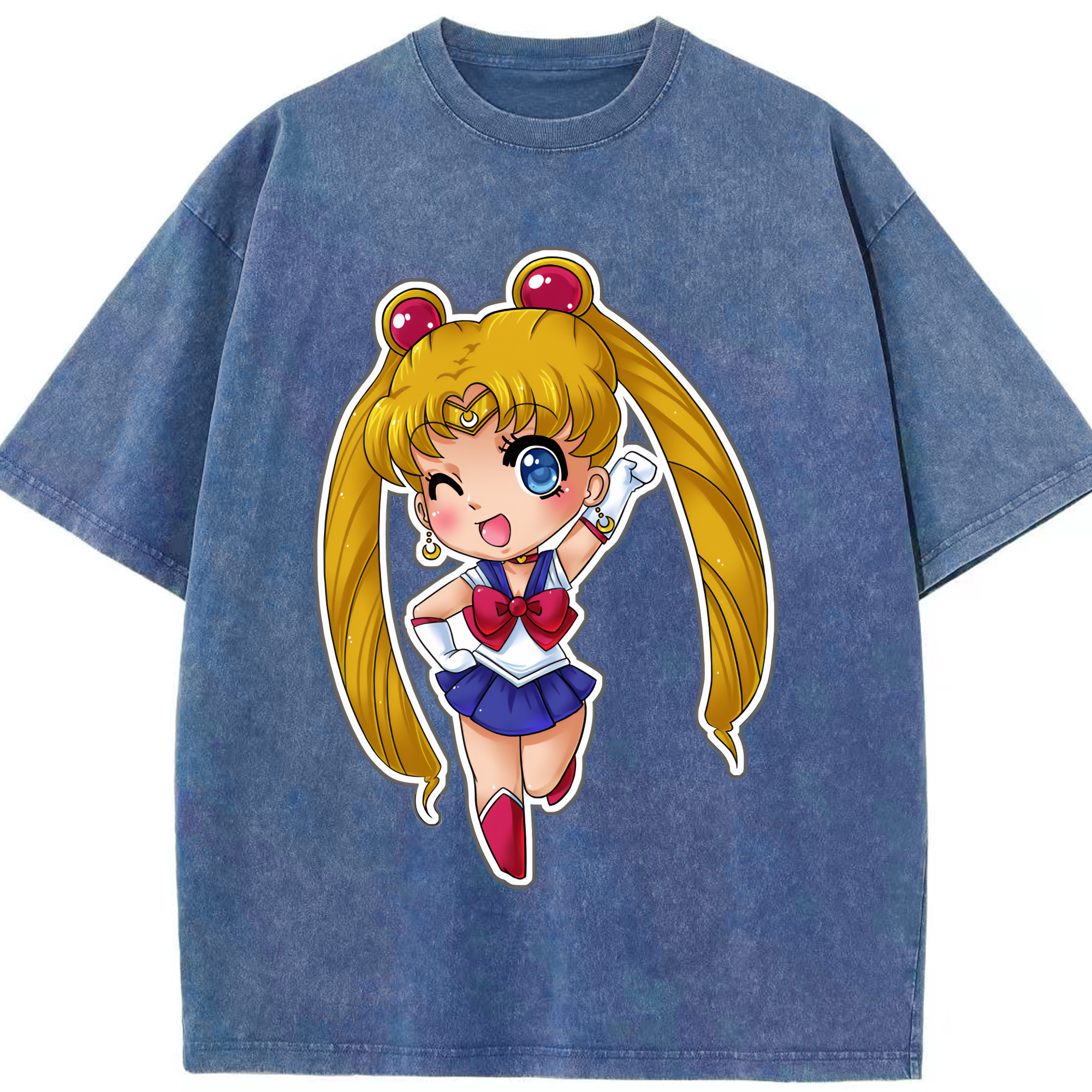 （画像用） 美少女戦士セーラームーン 月野 うさぎ つきの うさぎ Sailor Moon Tsukino Usagi 綿100% ヴィンテージ風 半袖Tシャツ（フロントプリント）