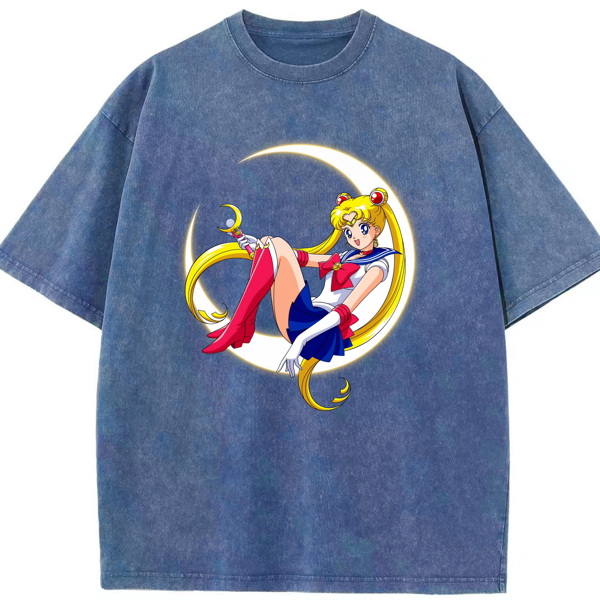 （画像用） 美少女戦士セーラームーン 月野 うさぎ つきの うさぎ Sailor Moon Tsukino Usagi 綿100% ヴィンテージ風 半袖Tシャツ（フロントプリント）