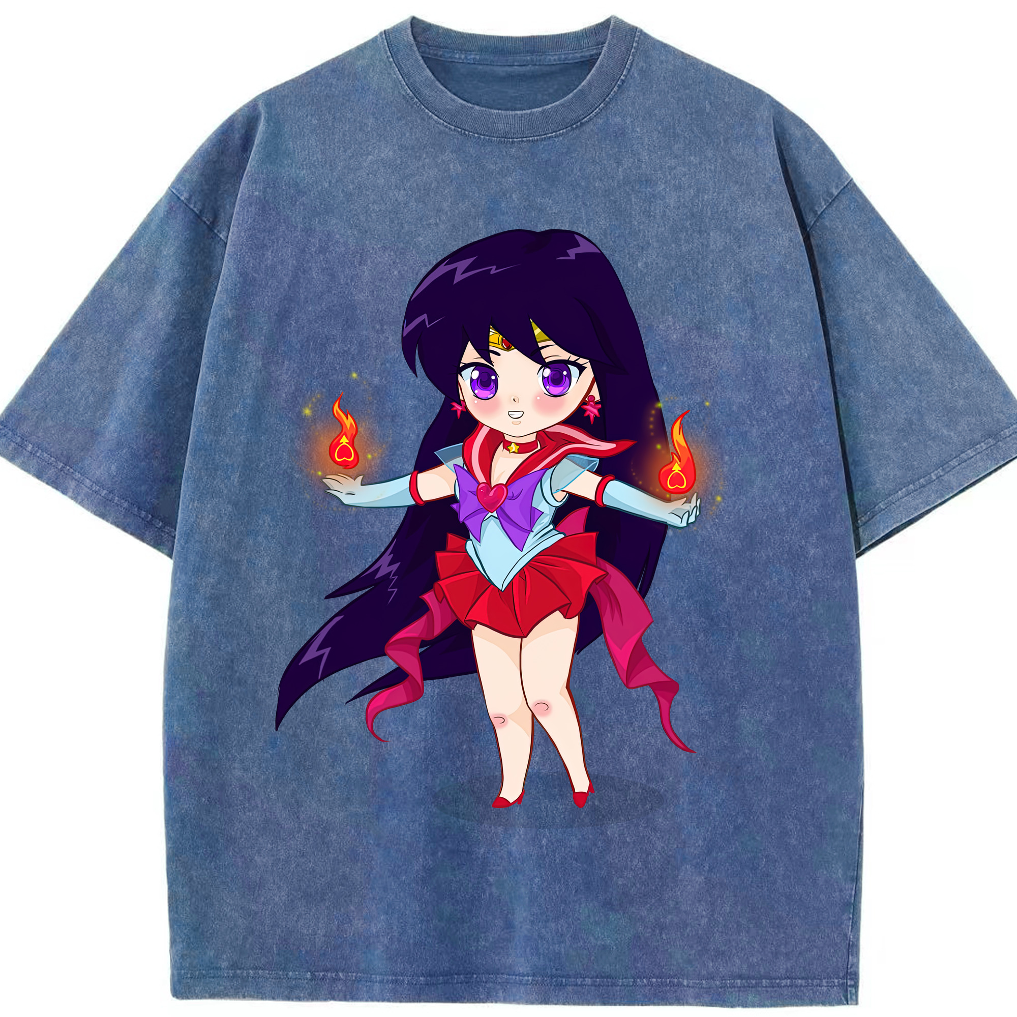 （画像用） 美少女戦士セーラームーン 火野レイ ひの レイ Sailor Moon Hino Rei （セーラーマーズ,Sailor Mars） 綿100% ヴィンテージ風 半袖Tシャツ（フロントプリント）