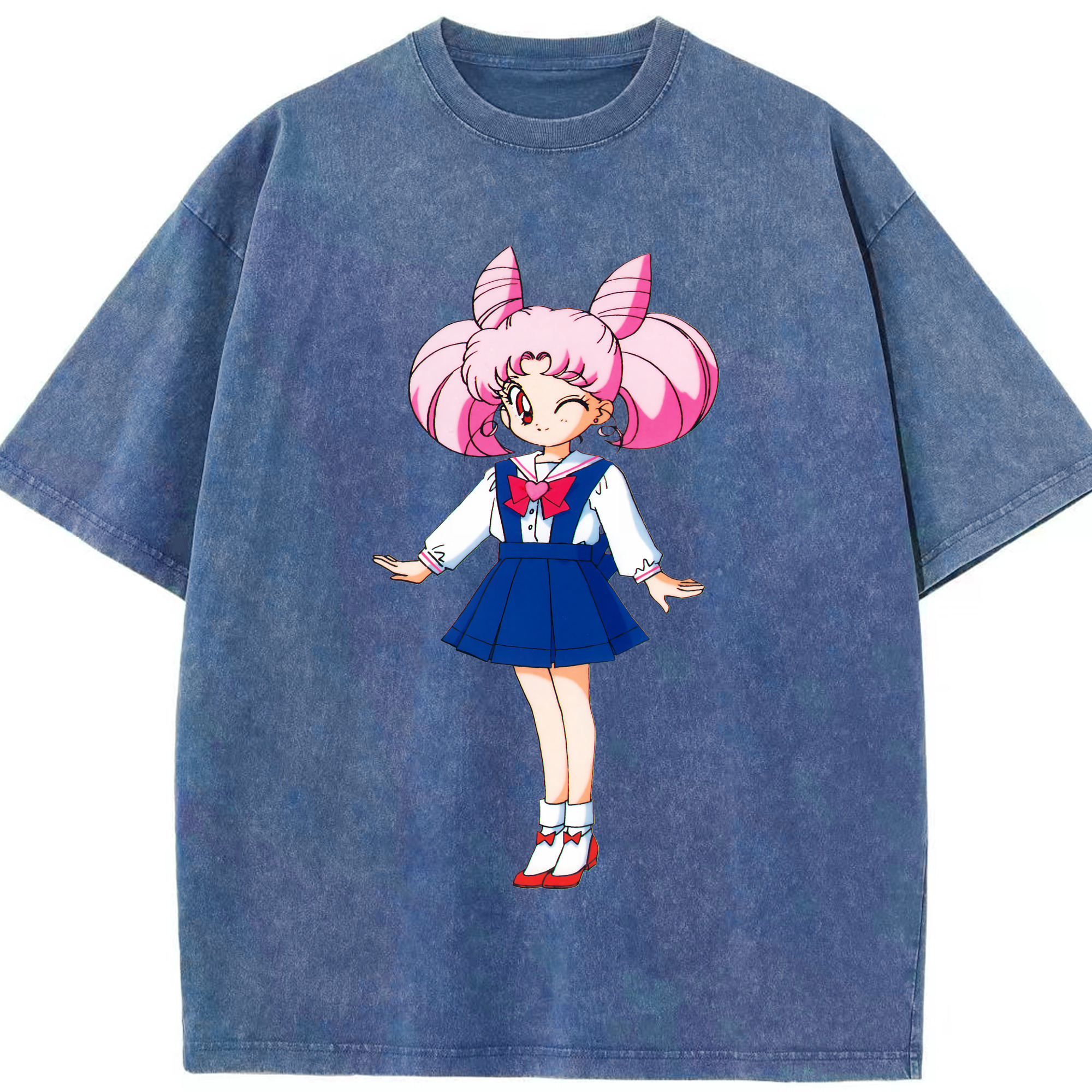 （画像用） 美少女戦士セーラームーン ちびうさ Sailor Moon Chibiusa Tsukino Usagi Small Lady Serenity 綿100% ヴィンテージ風 半袖Tシャツ（フロントプリント）