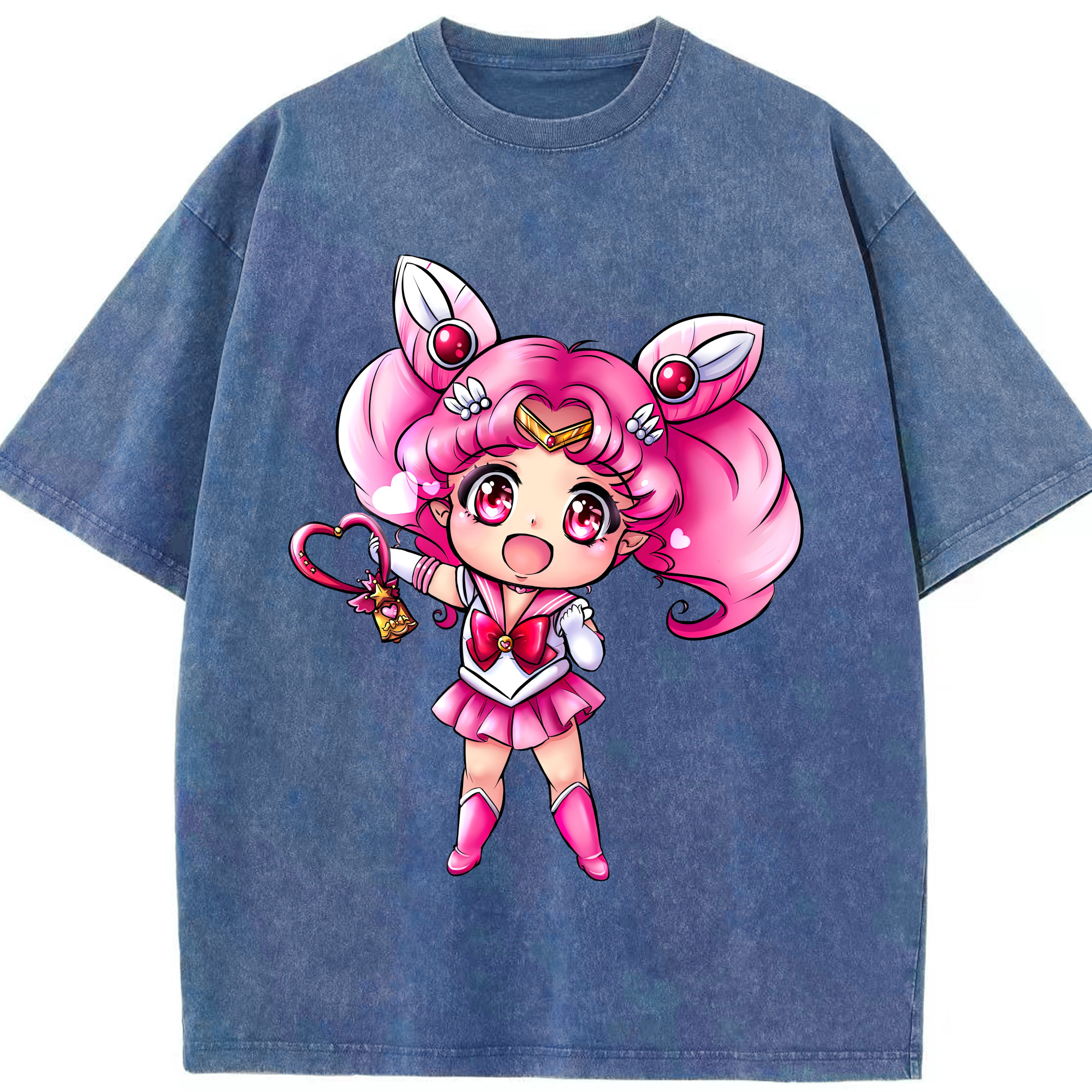 （画像用） 美少女戦士セーラームーン ちびうさ Sailor Moon Chibiusa Tsukino Usagi Small Lady Serenity 綿100% ヴィンテージ風 半袖Tシャツ（フロントプリント）