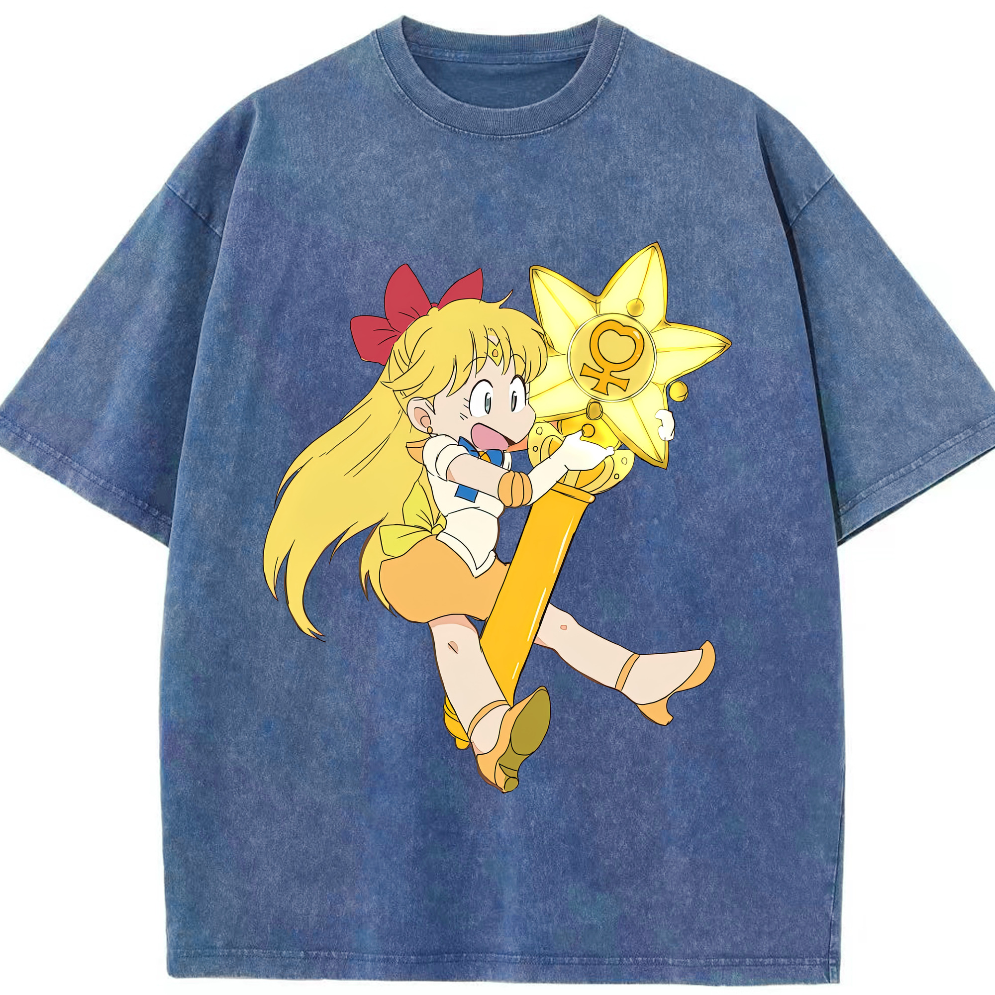 （画像用） 美少女戦士セーラームーン 愛野 美奈子 あいの みなこ Sailor Moon Aino Minako 綿100% ヴィンテージ風 半袖Tシャツ（フロントプリント）