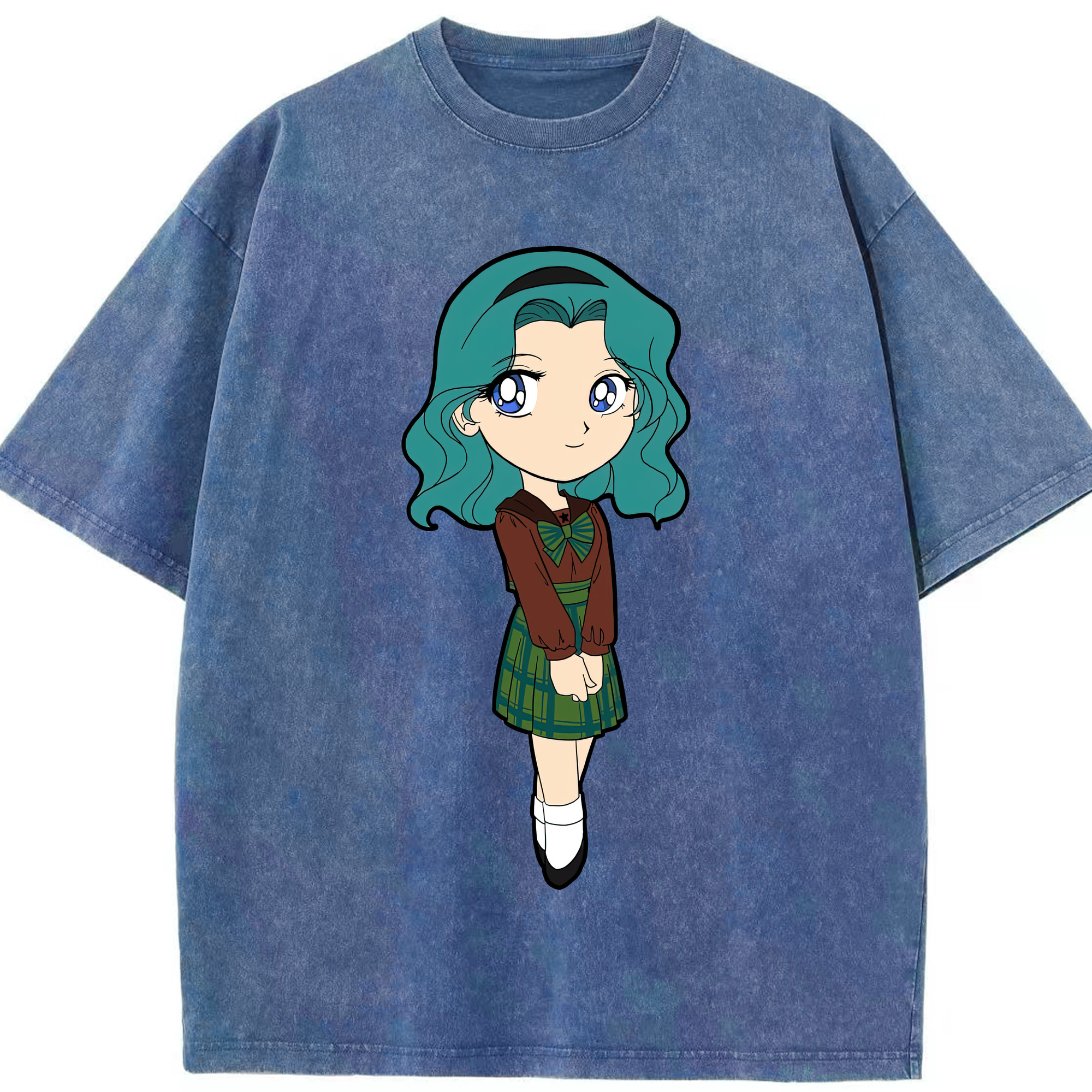 （画像用） 美少女戦士セーラームーン 海王 みちる（かいおう みちる） Sailor Moon Kaiou Michiru 綿100% ヴィンテージ風 半袖Tシャツ（フロントプリント）