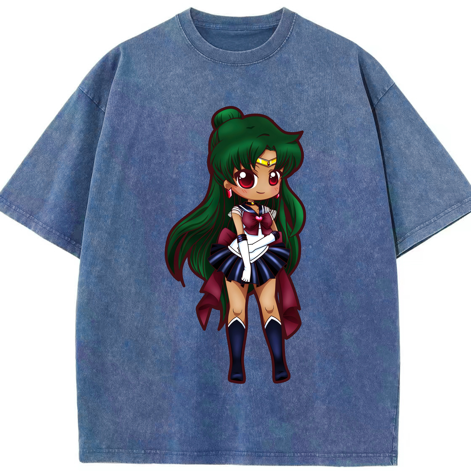 （画像用） 美少女戦士セーラームーン 冥王せつな Sailor Moon Meiou Setsuna 綿100% ヴィンテージ風 半袖Tシャツ（フロントプリント）