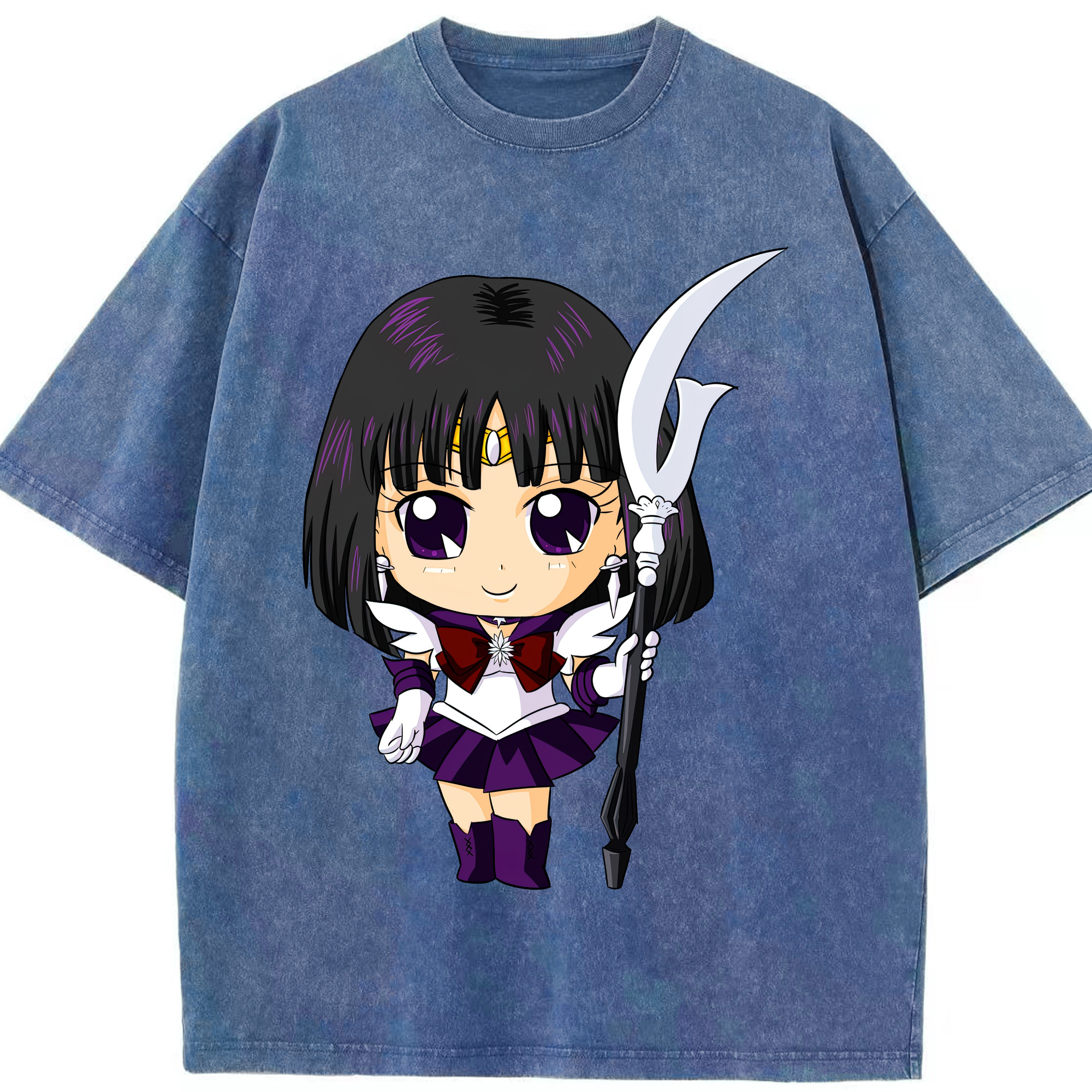 （画像用） 美少女戦士セーラームーン 土萠ほたる Sailor Moon Tomoe Hotaru （セーラーサターン；Sailor Saturn） 綿100% ヴィンテージ風 半袖Tシャツ（フロントプリント）