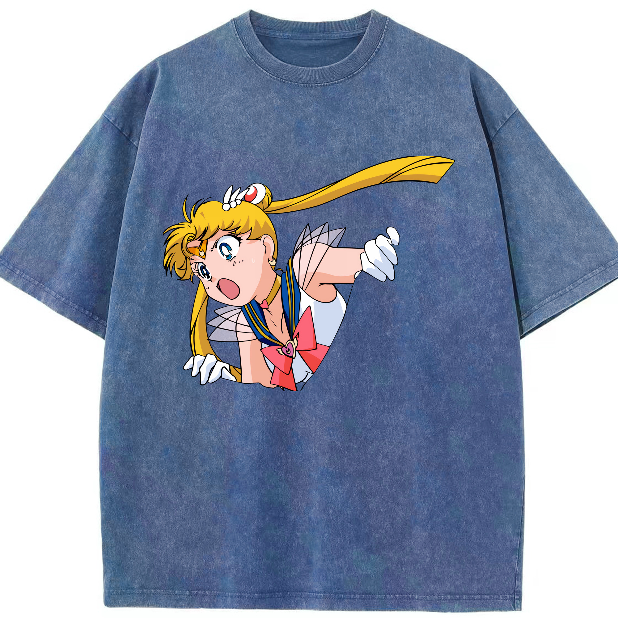 （画像用） 美少女戦士セーラームーン 月野 うさぎ つきの うさぎ Sailor Moon Tsukino Usagi 綿100% ヴィンテージ風 半袖Tシャツ（フロントプリント）