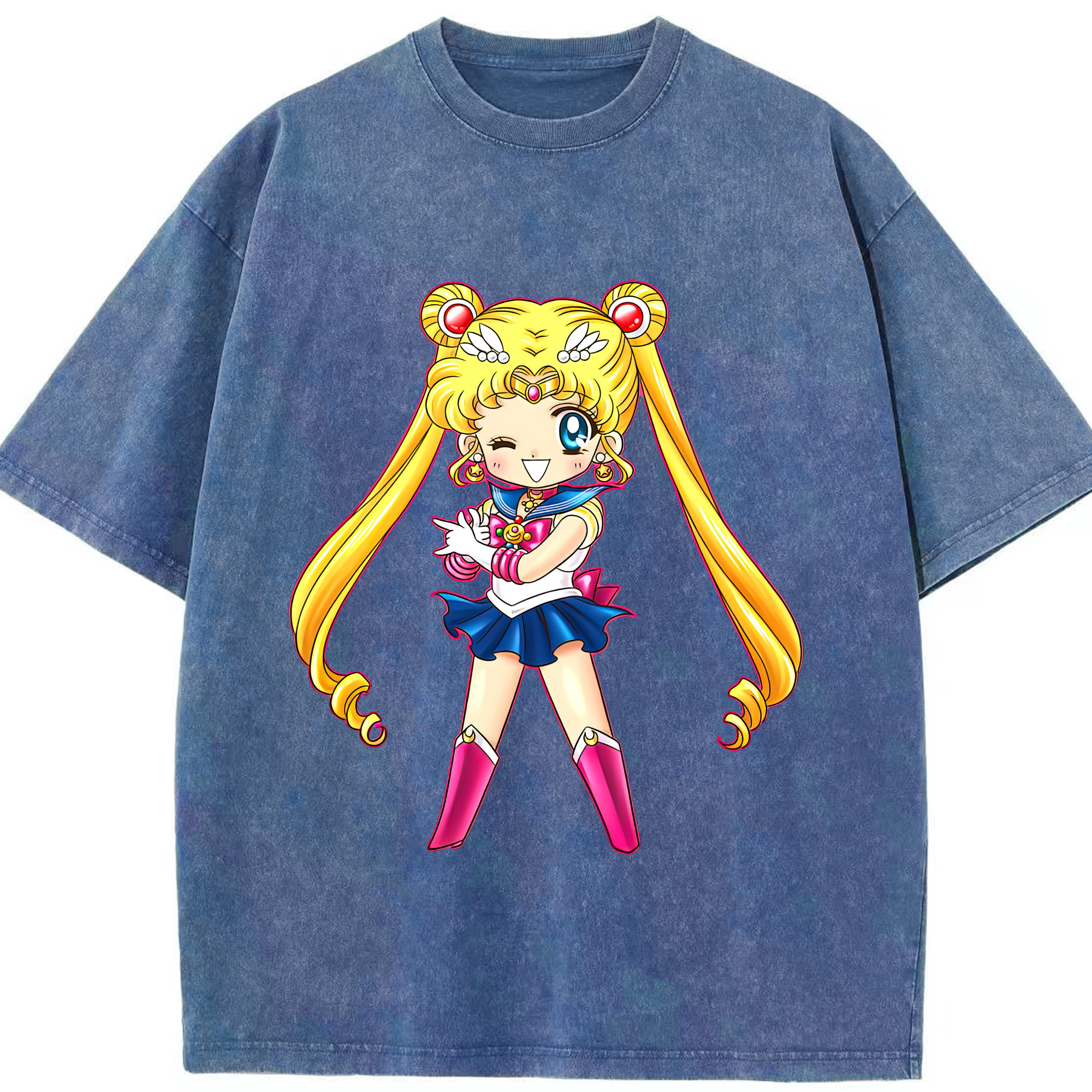（画像用） 美少女戦士セーラームーン 月野 うさぎ つきの うさぎ Sailor Moon Tsukino Usagi 綿100% ヴィンテージ風 半袖Tシャツ（フロントプリント）