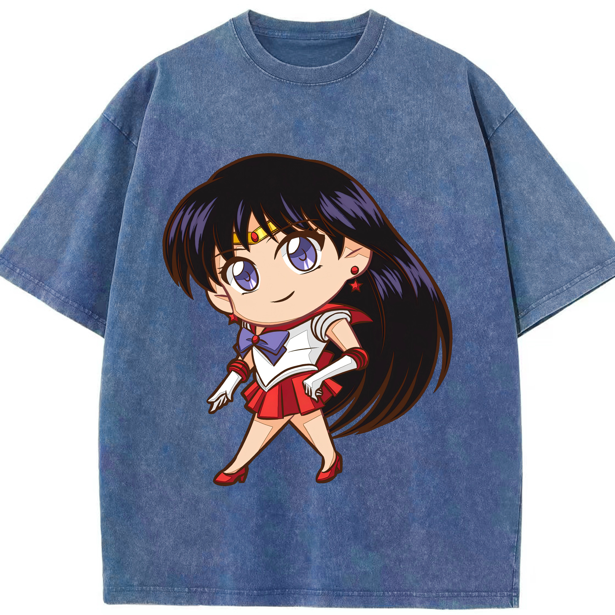 （画像用） 美少女戦士セーラームーン 火野レイ ひの レイ Sailor Moon Hino Rei （セーラーマーズ,Sailor Mars） 綿100% ヴィンテージ風 半袖Tシャツ（フロントプリント）