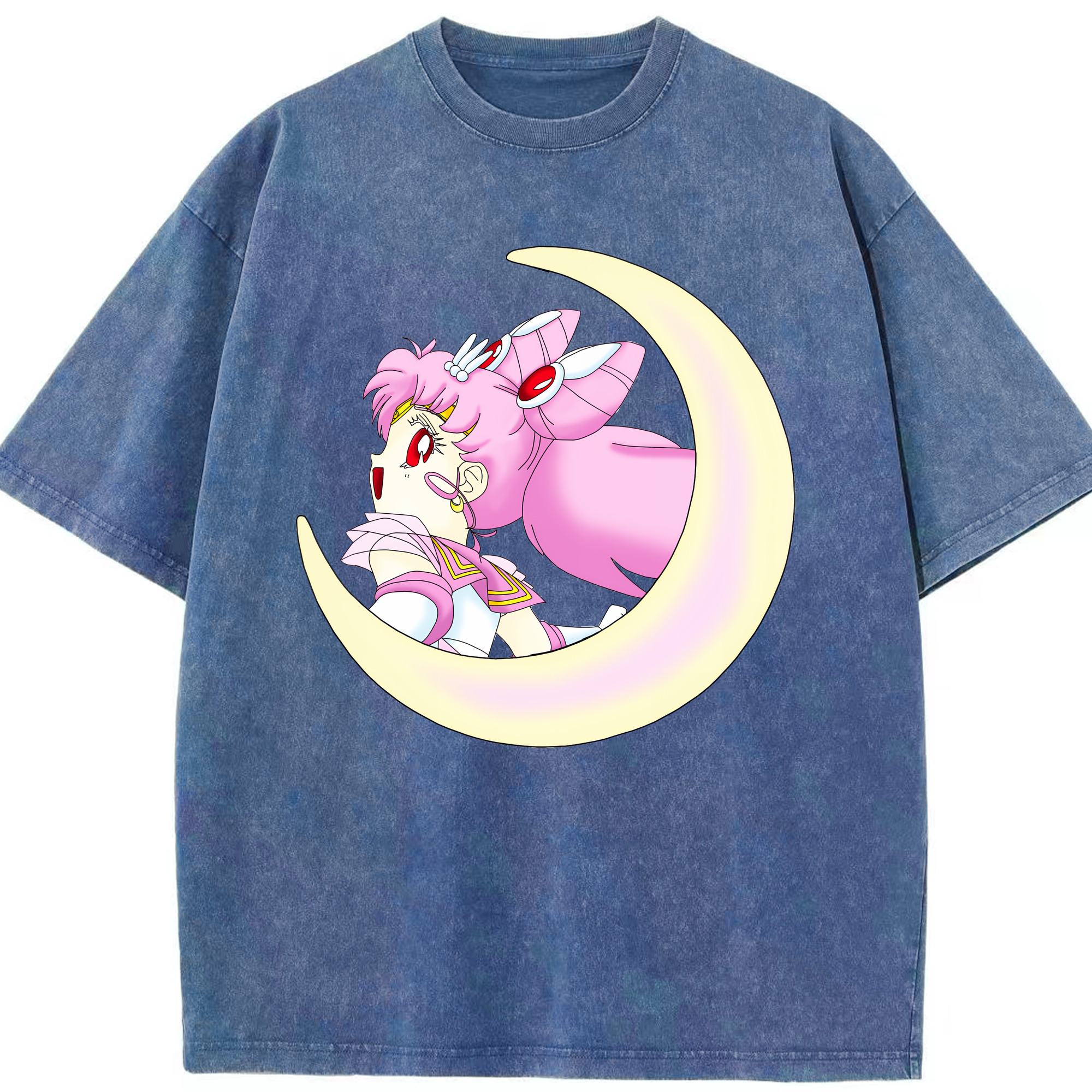 （画像用） 美少女戦士セーラームーン ちびうさ Sailor Moon Chibiusa Tsukino Usagi Small Lady Serenity 綿100% ヴィンテージ風 半袖Tシャツ（フロントプリント）