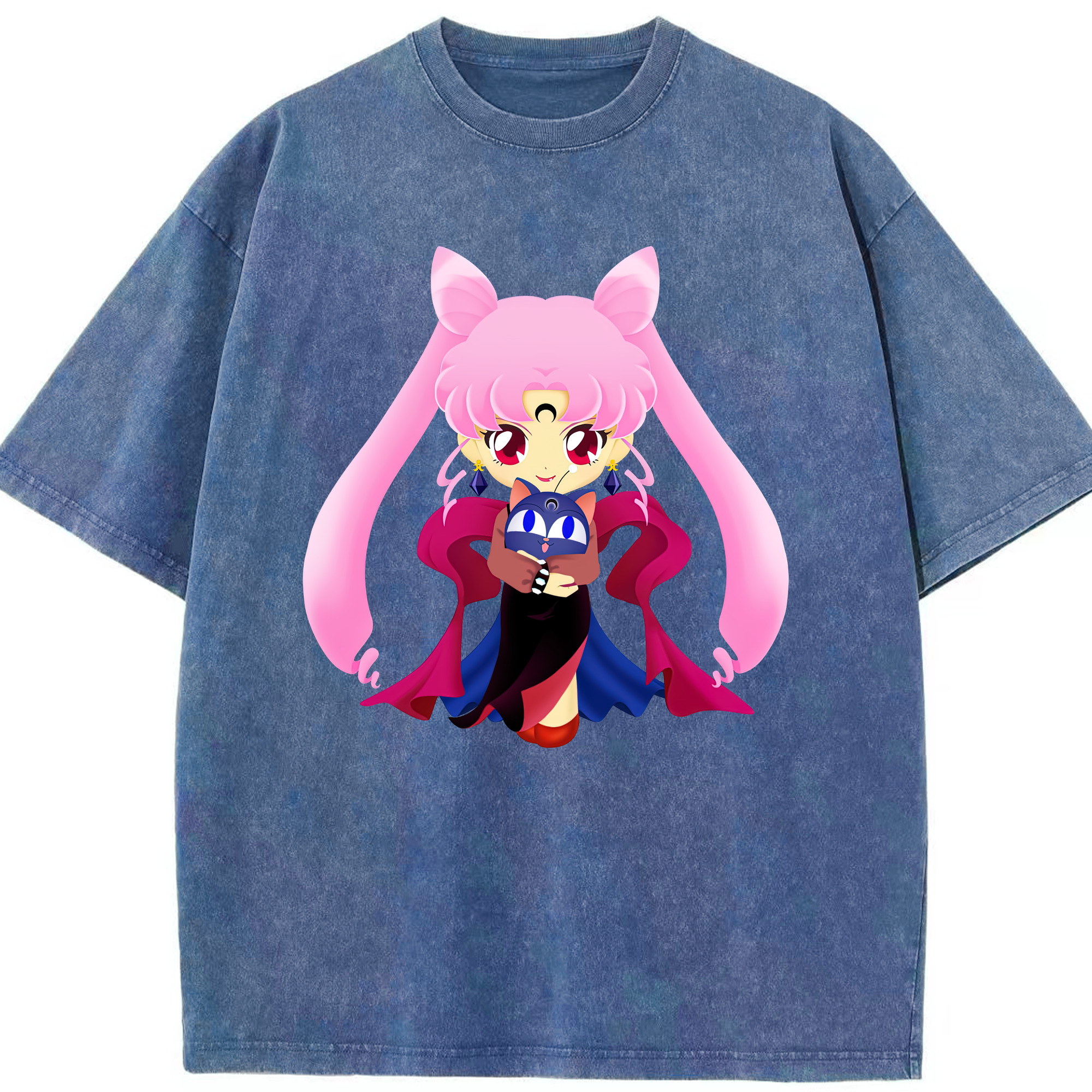 （画像用） 美少女戦士セーラームーン ちびうさ Sailor Moon Chibiusa Tsukino Usagi Small Lady Serenity 綿100% ヴィンテージ風 半袖Tシャツ（フロントプリント）