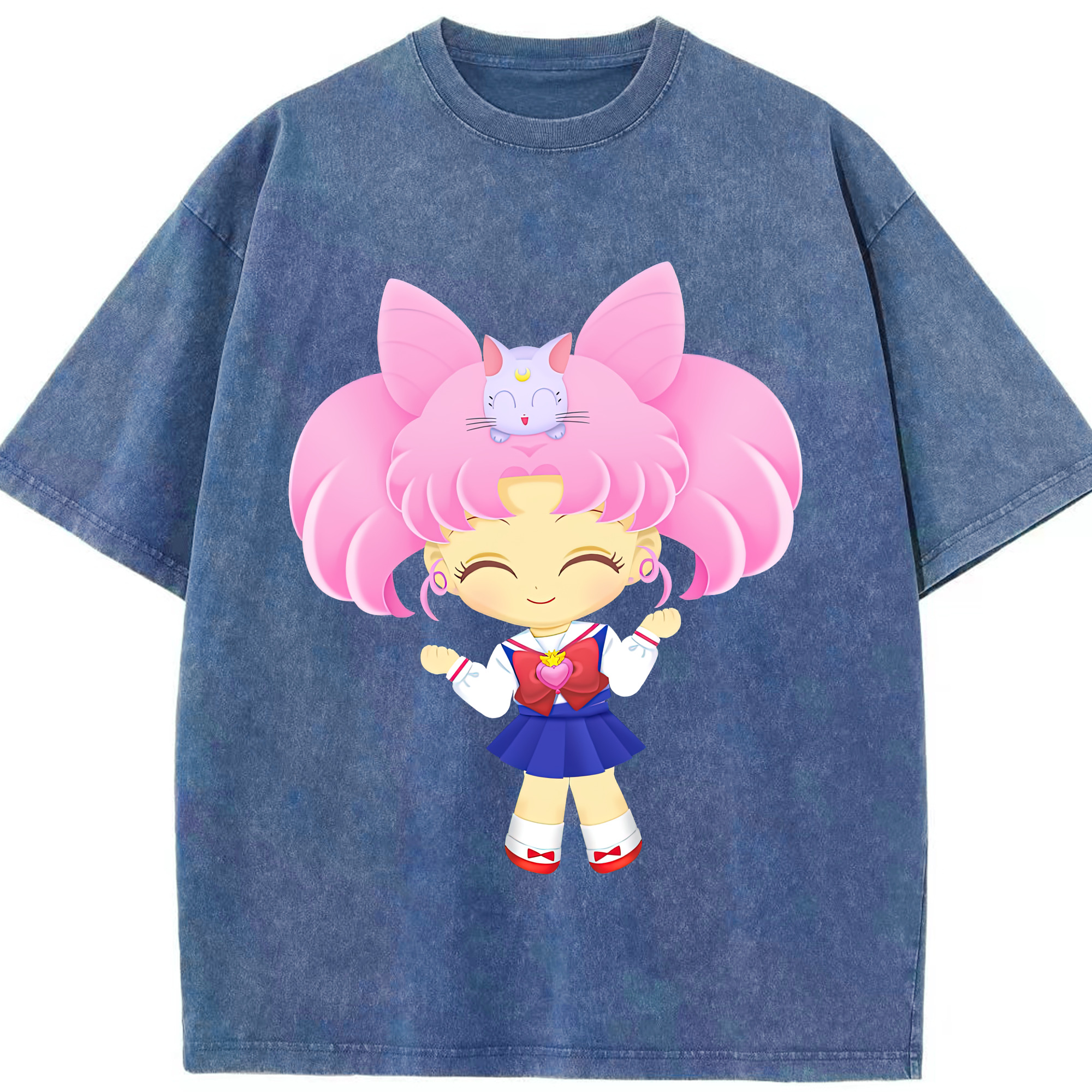 （画像用） 美少女戦士セーラームーン ちびうさ Sailor Moon Chibiusa Tsukino Usagi Small Lady Serenity 綿100% ヴィンテージ風 半袖Tシャツ（フロントプリント）