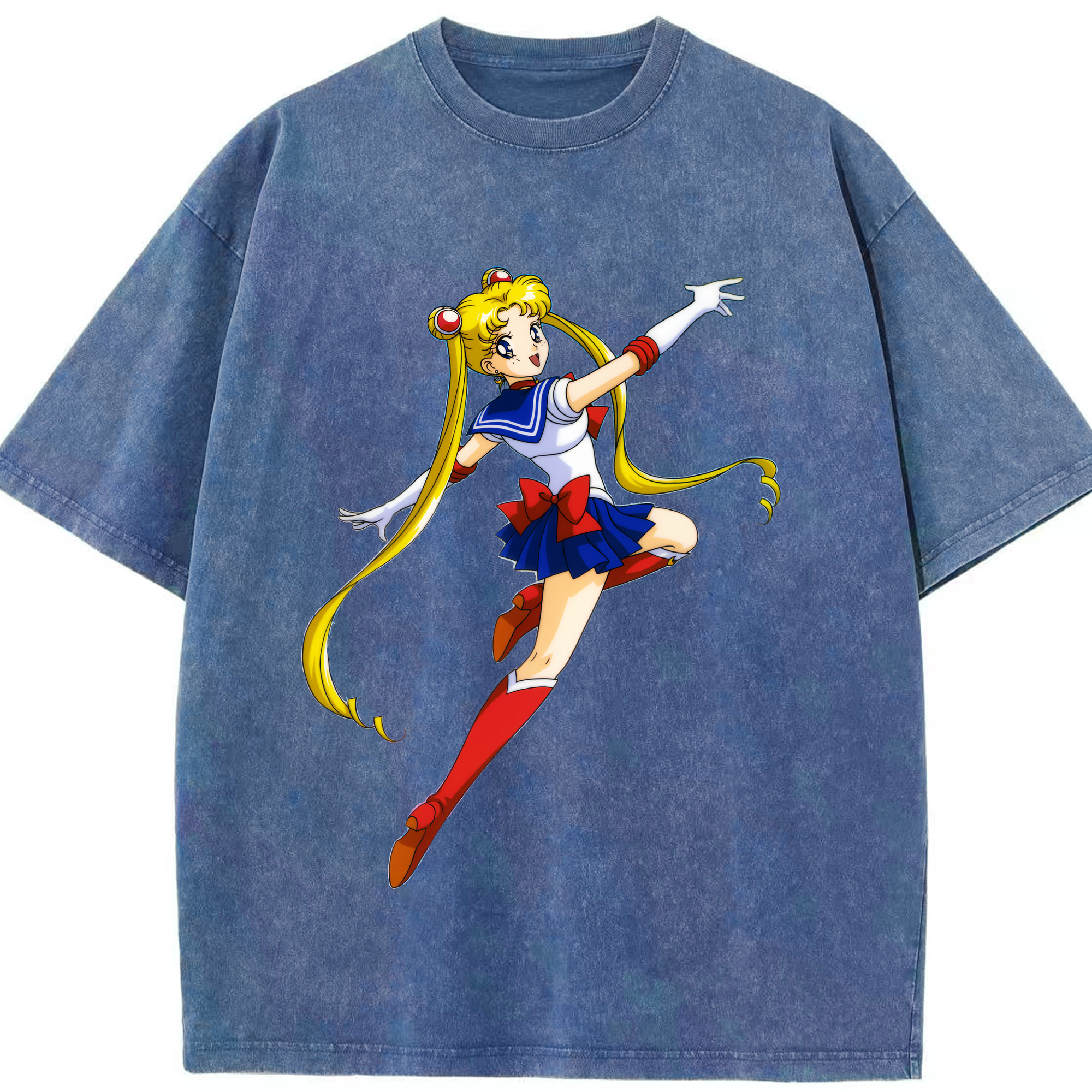 （画像用） 美少女戦士セーラームーン 月野 うさぎ つきの うさぎ Sailor Moon Tsukino Usagi 綿100% ヴィンテージ風 半袖Tシャツ（フロントプリント）