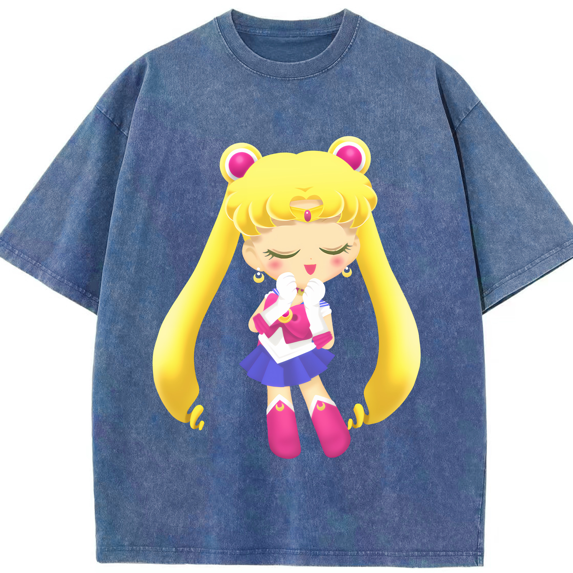 （画像用） 美少女戦士セーラームーン 月野 うさぎ つきの うさぎ Sailor Moon Tsukino Usagi 綿100% ヴィンテージ風 半袖Tシャツ（フロントプリント）